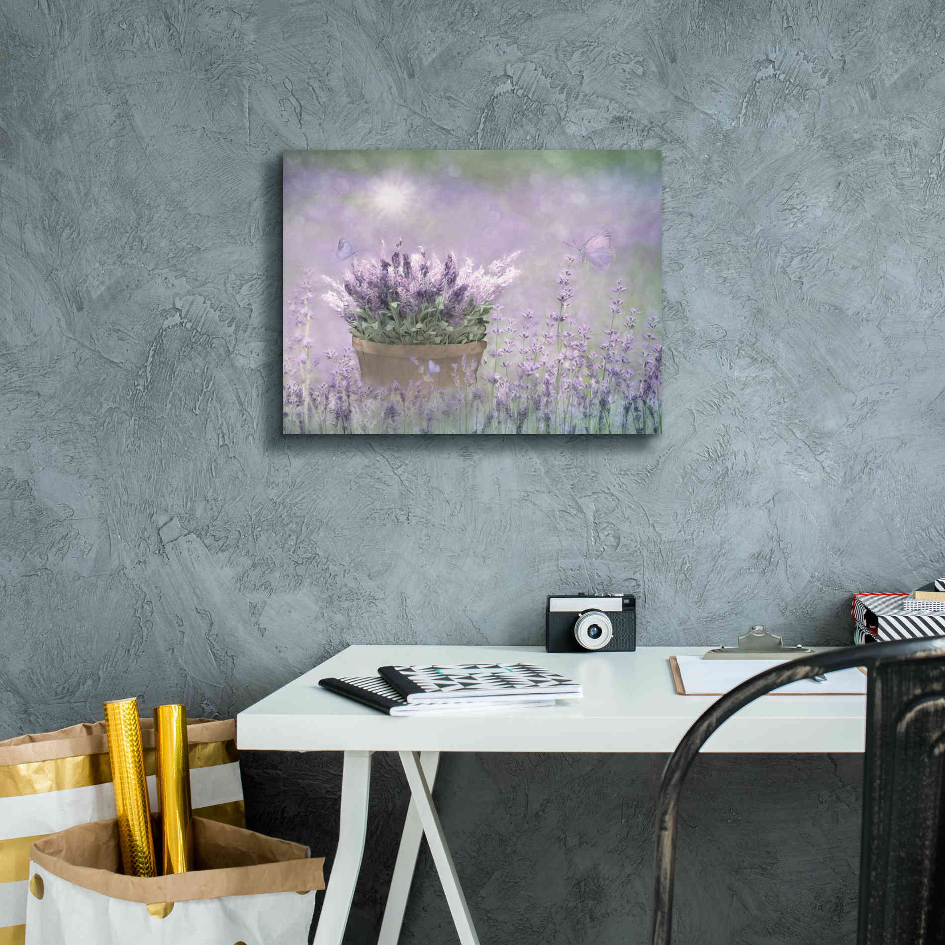 'Lavender Basket' by Lori Deiter, Canvas Wall Art,16 x 12
