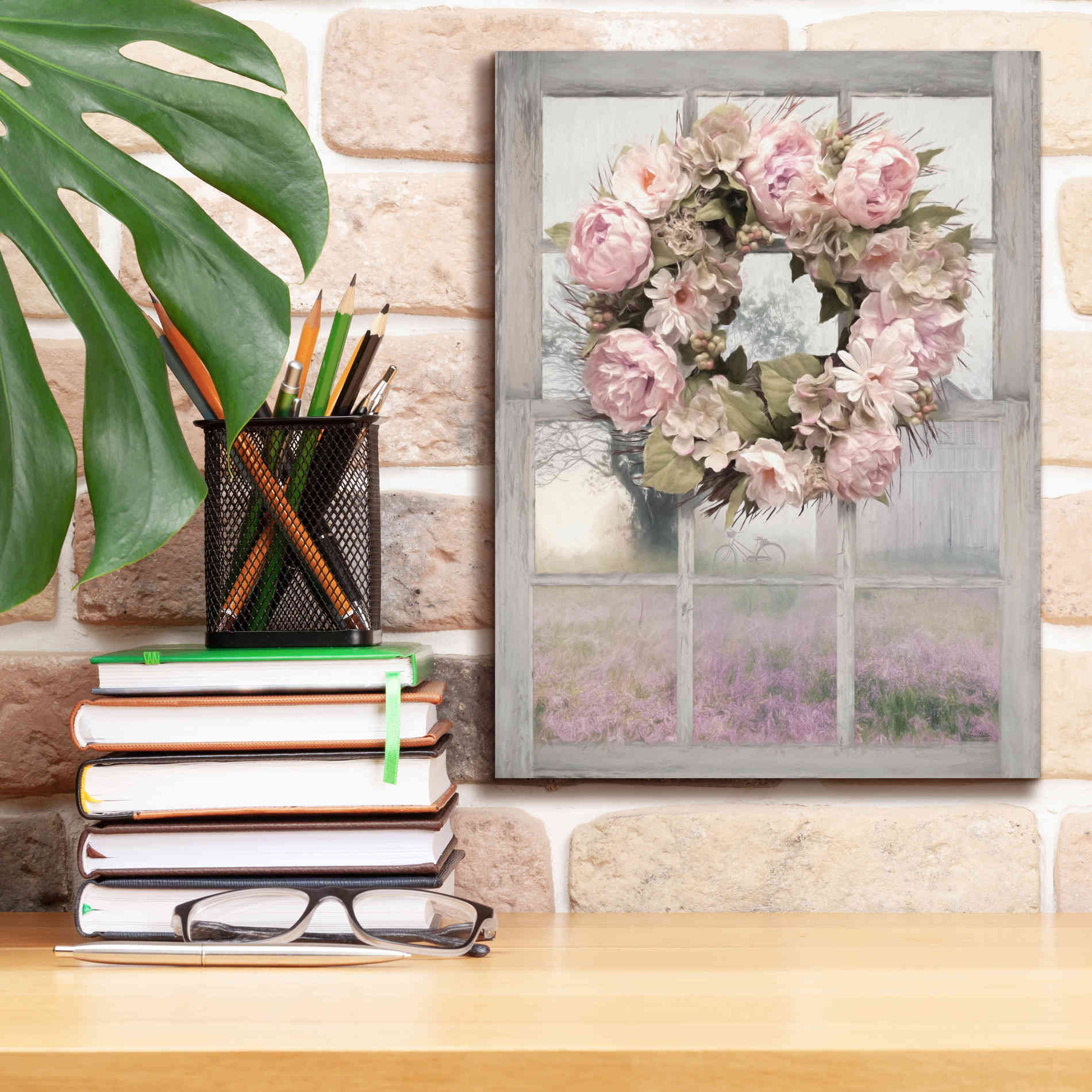 'Spring Peony Wreath' by Lori Deiter, Canvas Wall Art,12 x 16