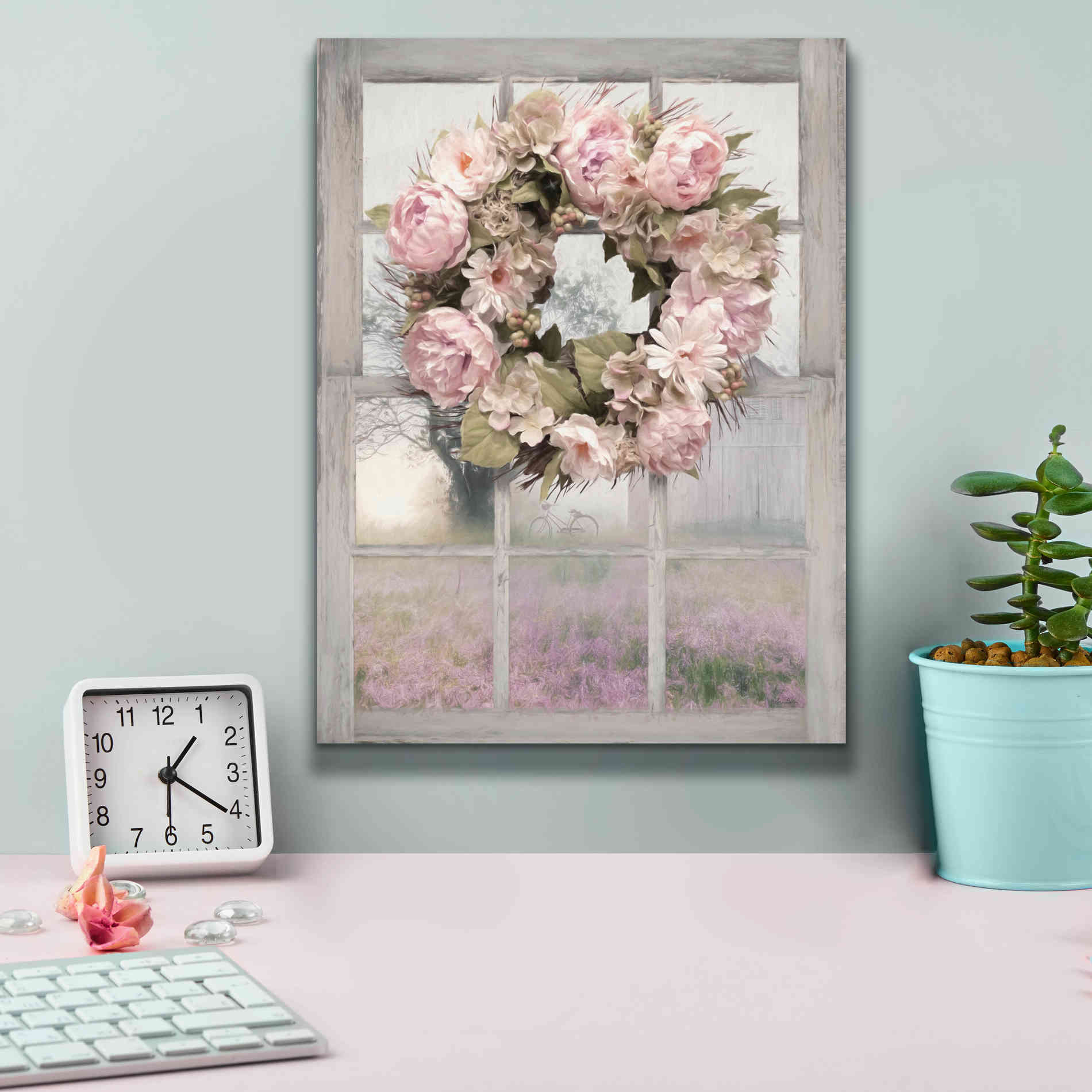 'Spring Peony Wreath' by Lori Deiter, Canvas Wall Art,12 x 16