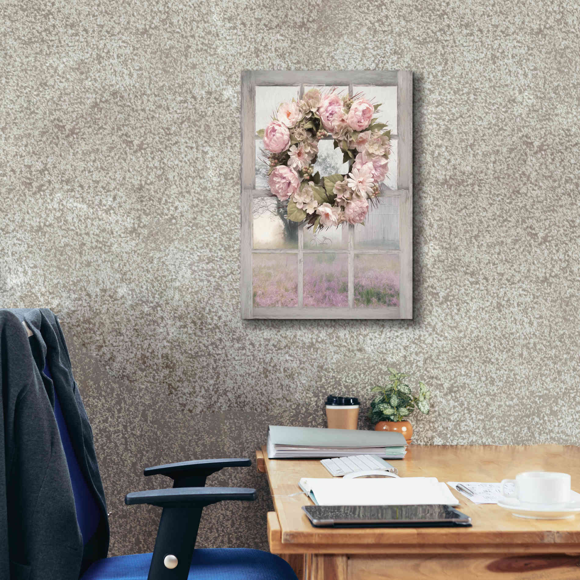 'Spring Peony Wreath' by Lori Deiter, Canvas Wall Art,18 x 26