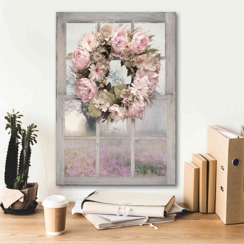 Image of 'Spring Peony Wreath' by Lori Deiter, Canvas Wall Art,18 x 26