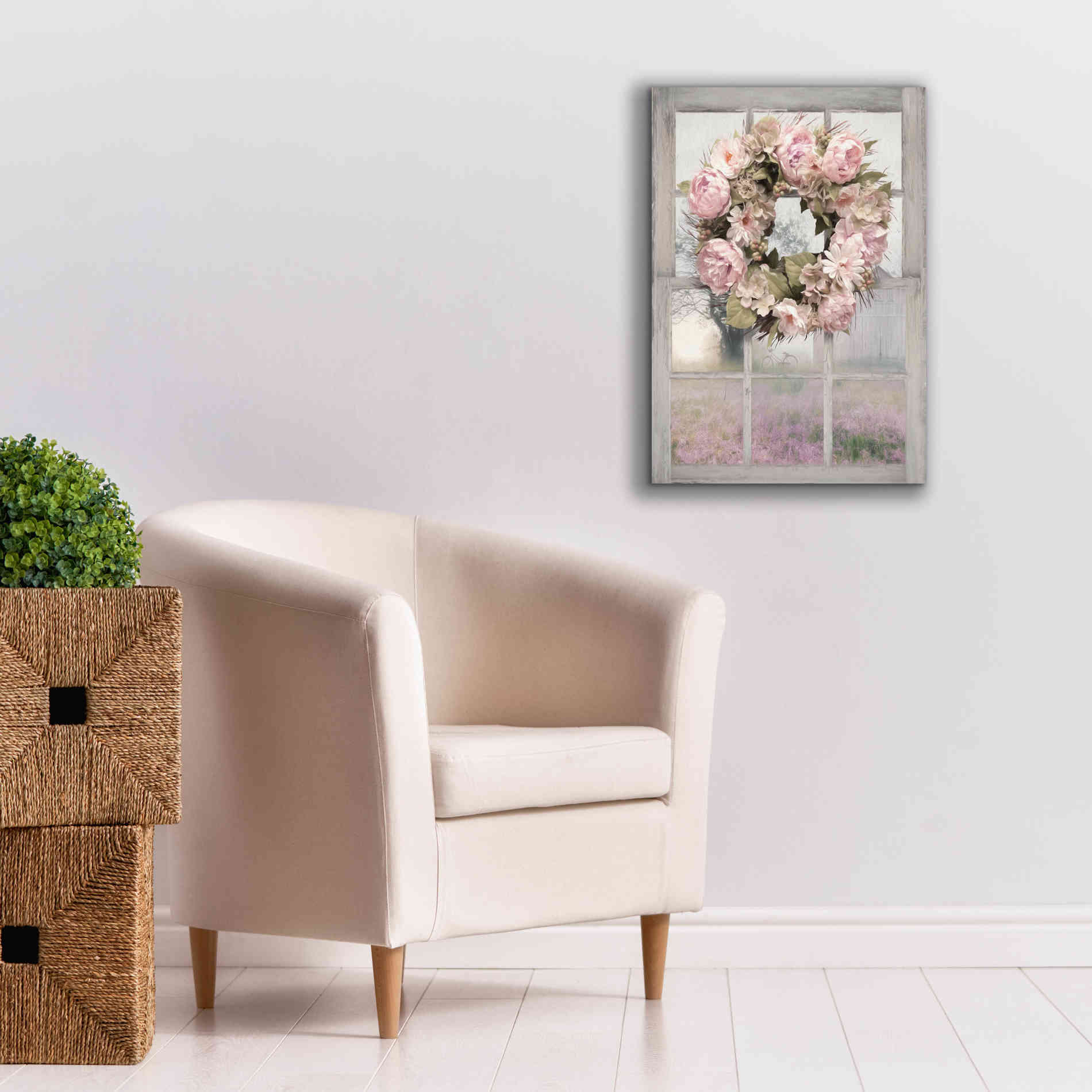 'Spring Peony Wreath' by Lori Deiter, Canvas Wall Art,18 x 26