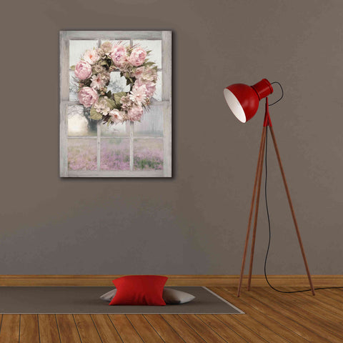Image of 'Spring Peony Wreath' by Lori Deiter, Canvas Wall Art,26 x 34