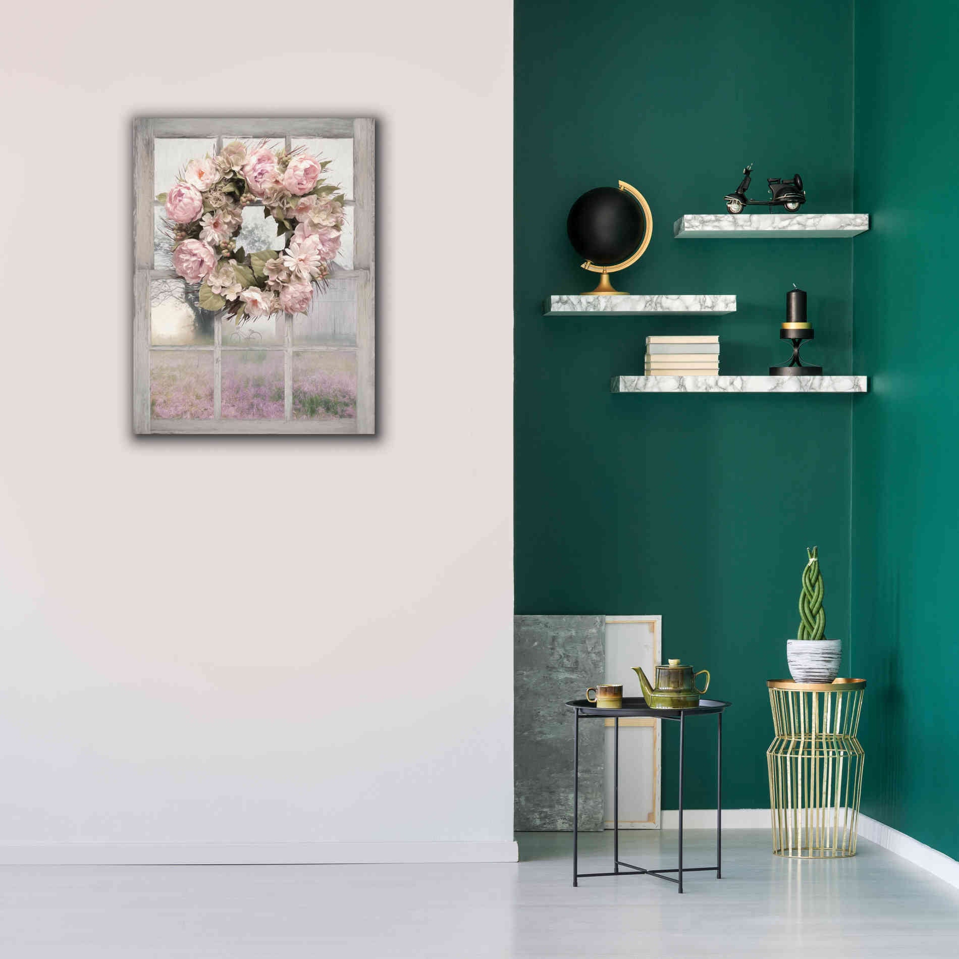 'Spring Peony Wreath' by Lori Deiter, Canvas Wall Art,26 x 34