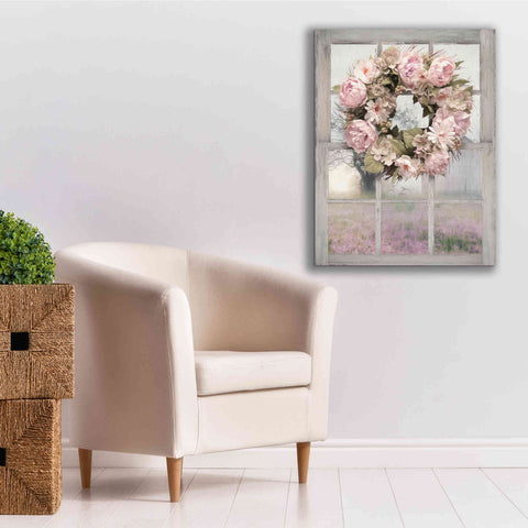 Image of 'Spring Peony Wreath' by Lori Deiter, Canvas Wall Art,26 x 34