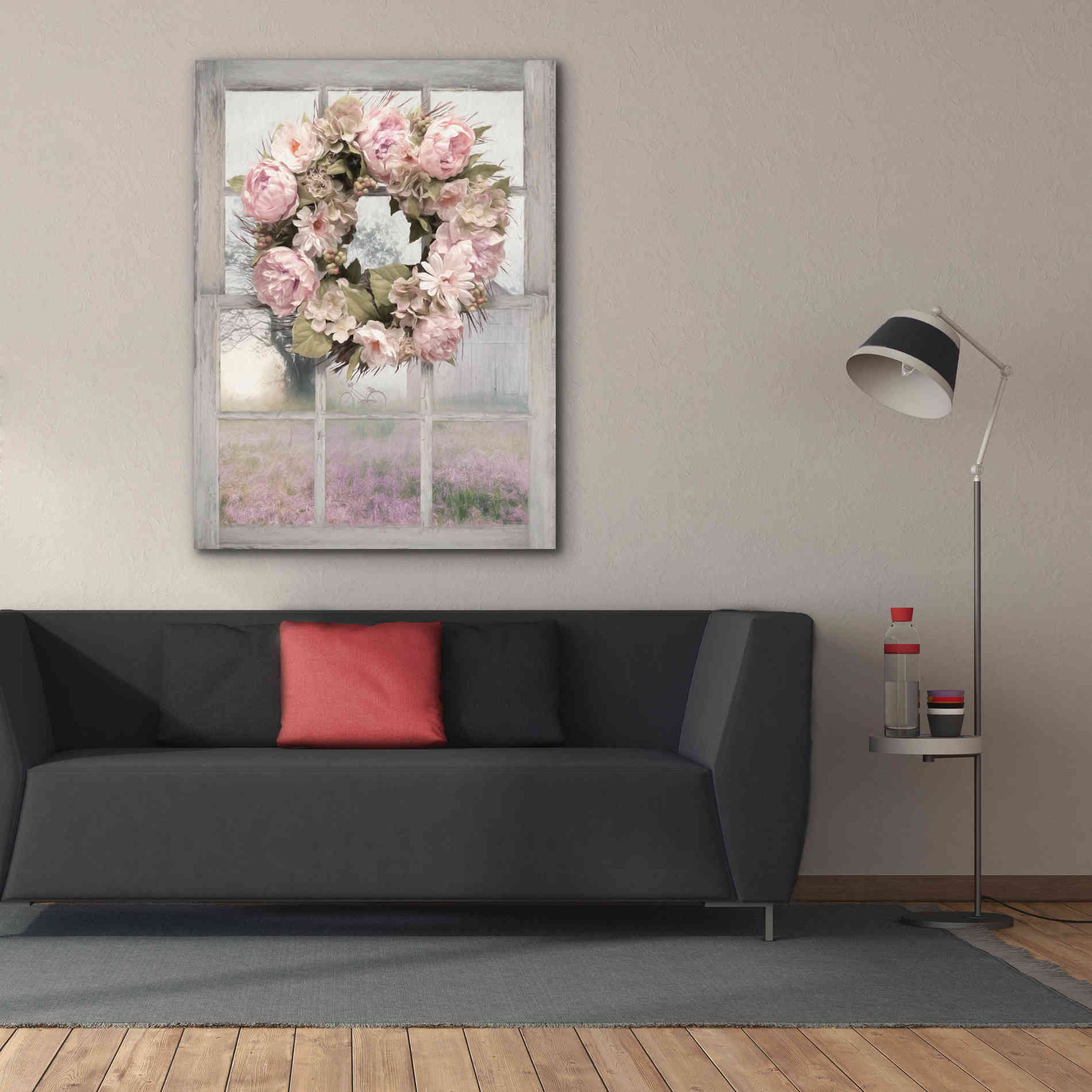 'Spring Peony Wreath' by Lori Deiter, Canvas Wall Art,40 x 54
