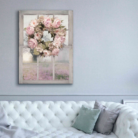 Image of 'Spring Peony Wreath' by Lori Deiter, Canvas Wall Art,40 x 54