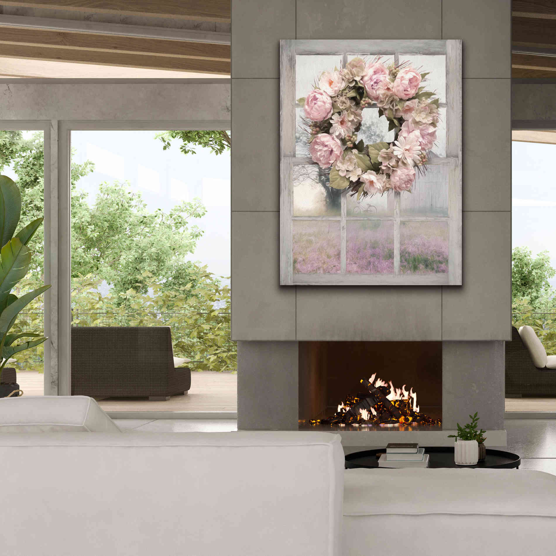 'Spring Peony Wreath' by Lori Deiter, Canvas Wall Art,40 x 54