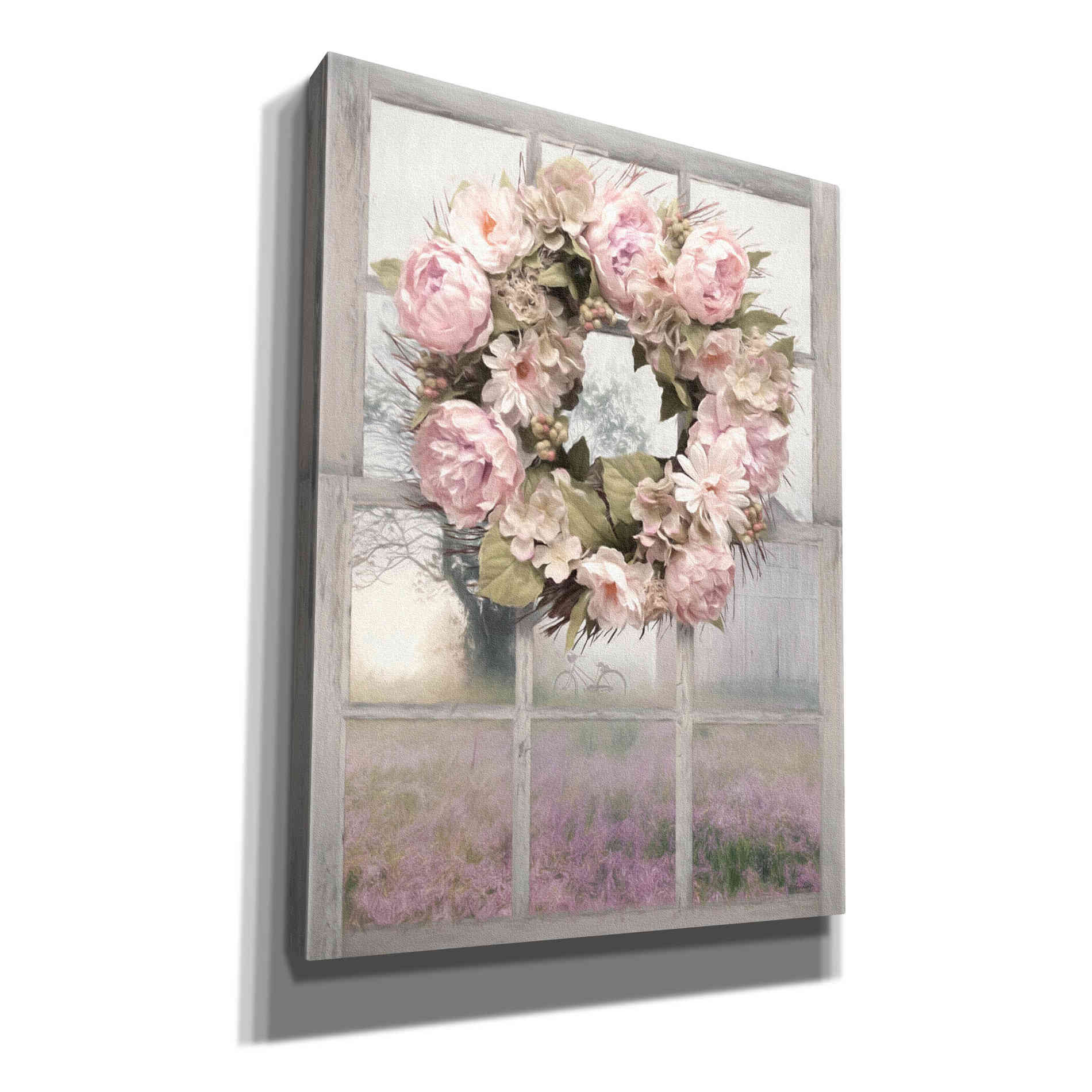 'Spring Peony Wreath' by Lori Deiter, Canvas Wall Art