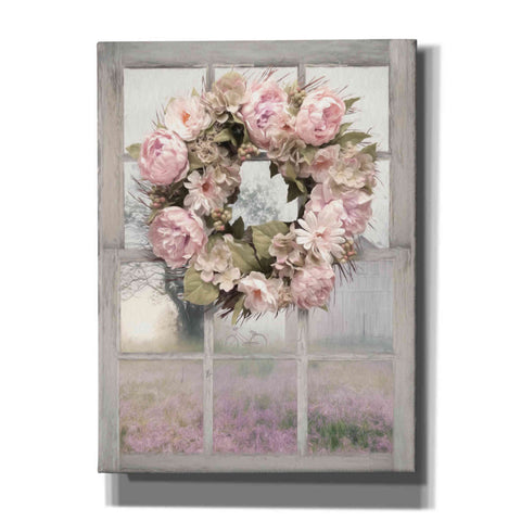 Image of 'Spring Peony Wreath' by Lori Deiter, Canvas Wall Art