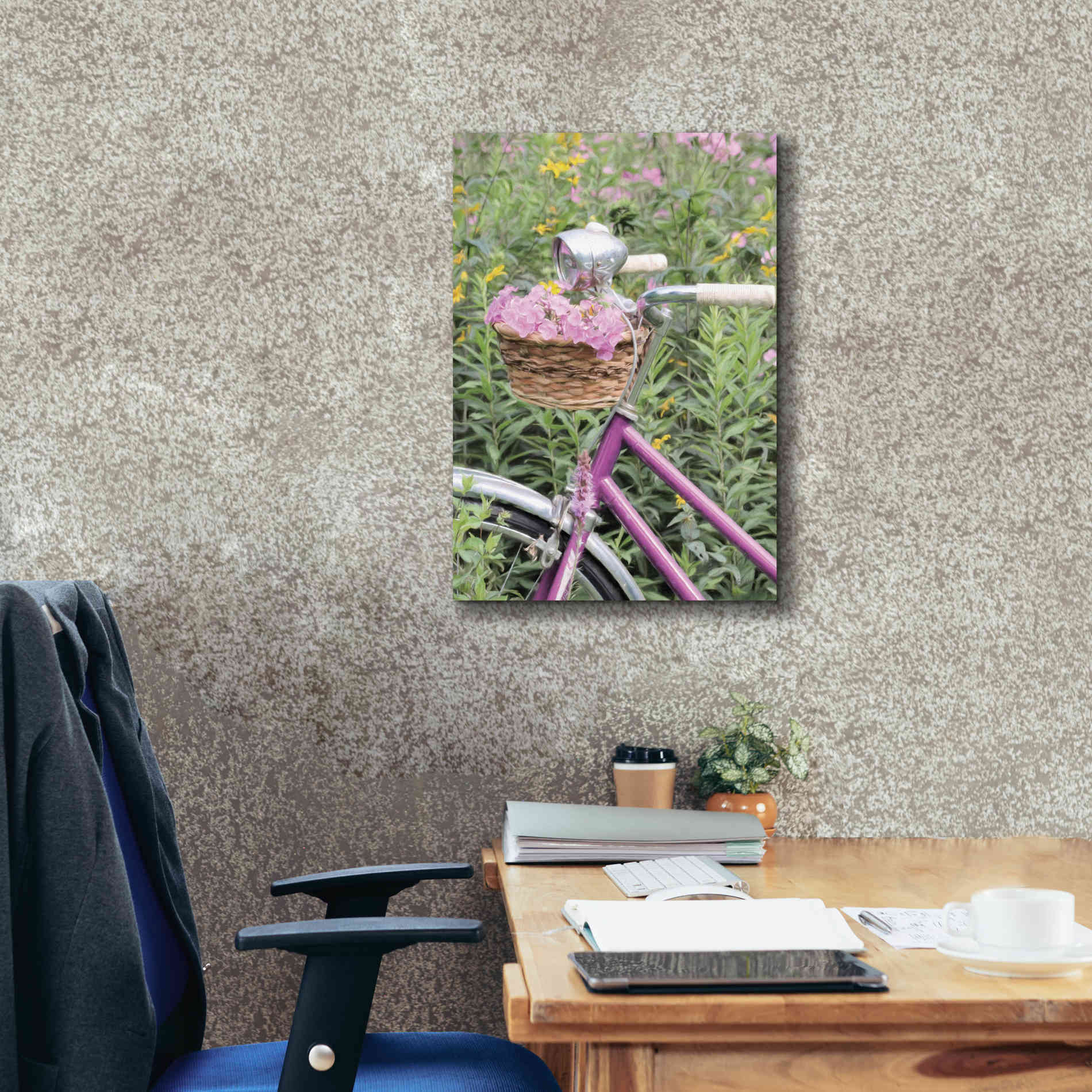 'Pink Garden Bike' by Lori Deiter, Canvas Wall Art,18 x 26
