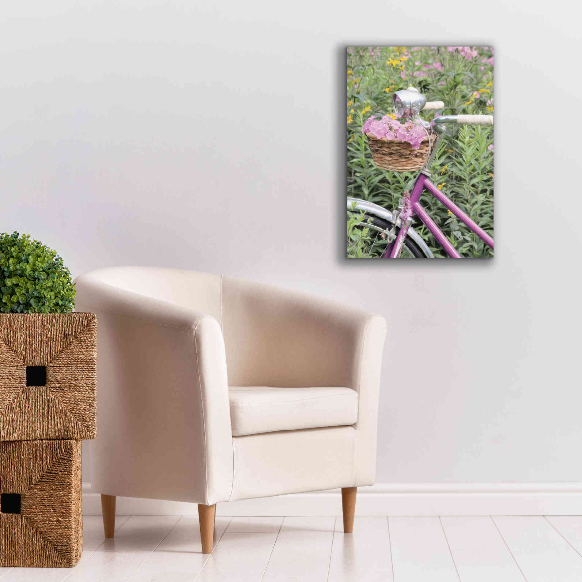 'Pink Garden Bike' by Lori Deiter, Canvas Wall Art,18 x 26