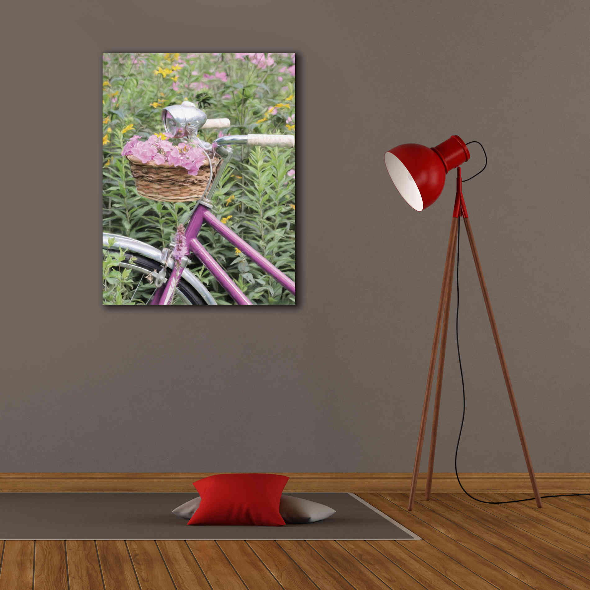 'Pink Garden Bike' by Lori Deiter, Canvas Wall Art,26 x 34