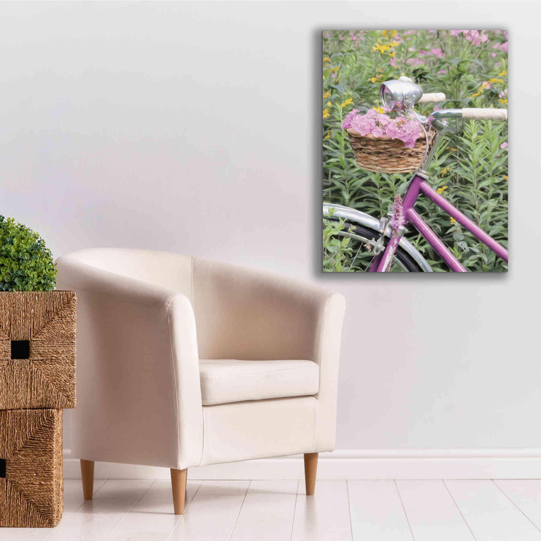 'Pink Garden Bike' by Lori Deiter, Canvas Wall Art,26 x 34