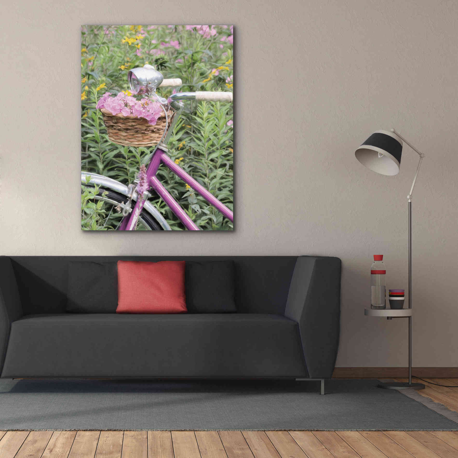 'Pink Garden Bike' by Lori Deiter, Canvas Wall Art,40 x 54