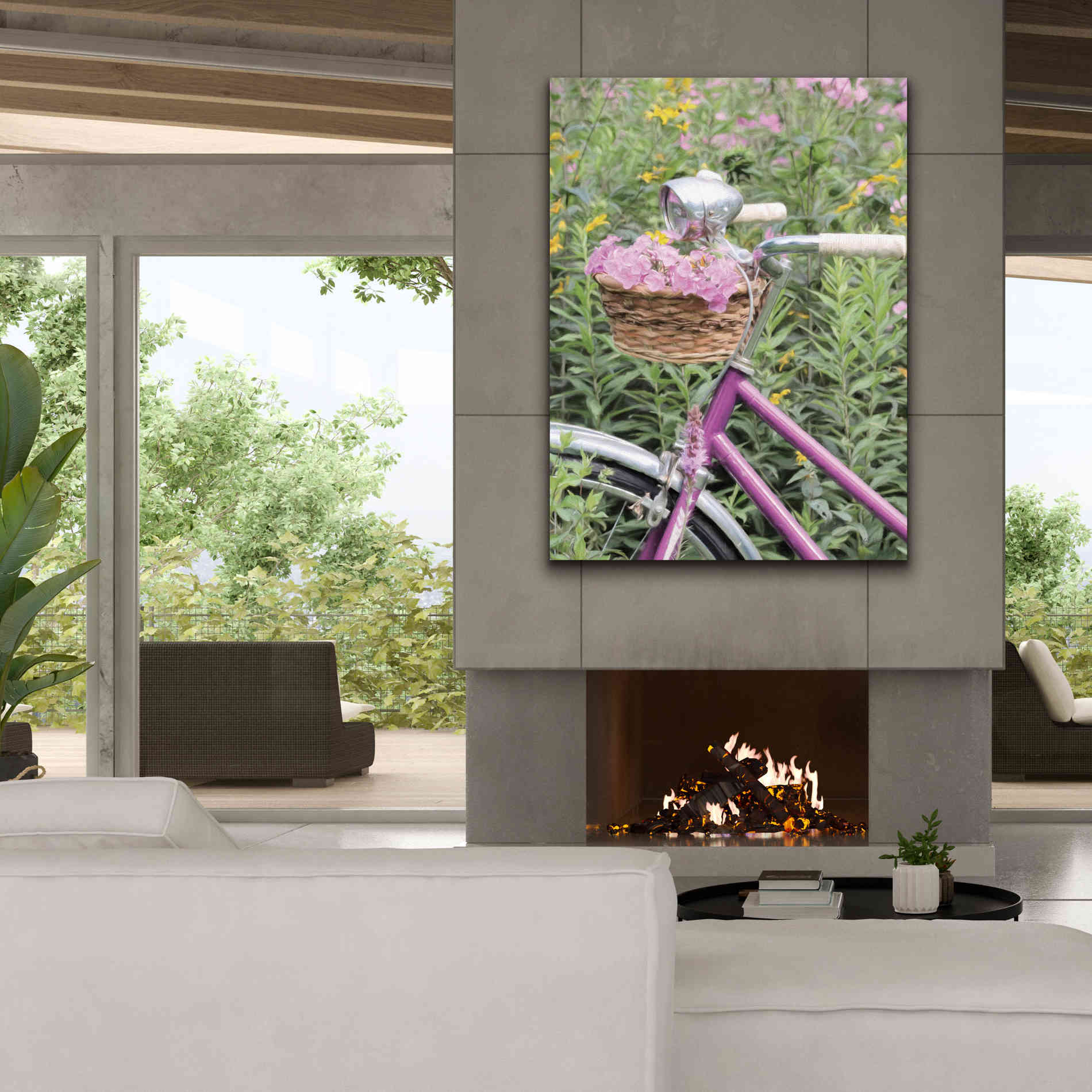 'Pink Garden Bike' by Lori Deiter, Canvas Wall Art,40 x 54