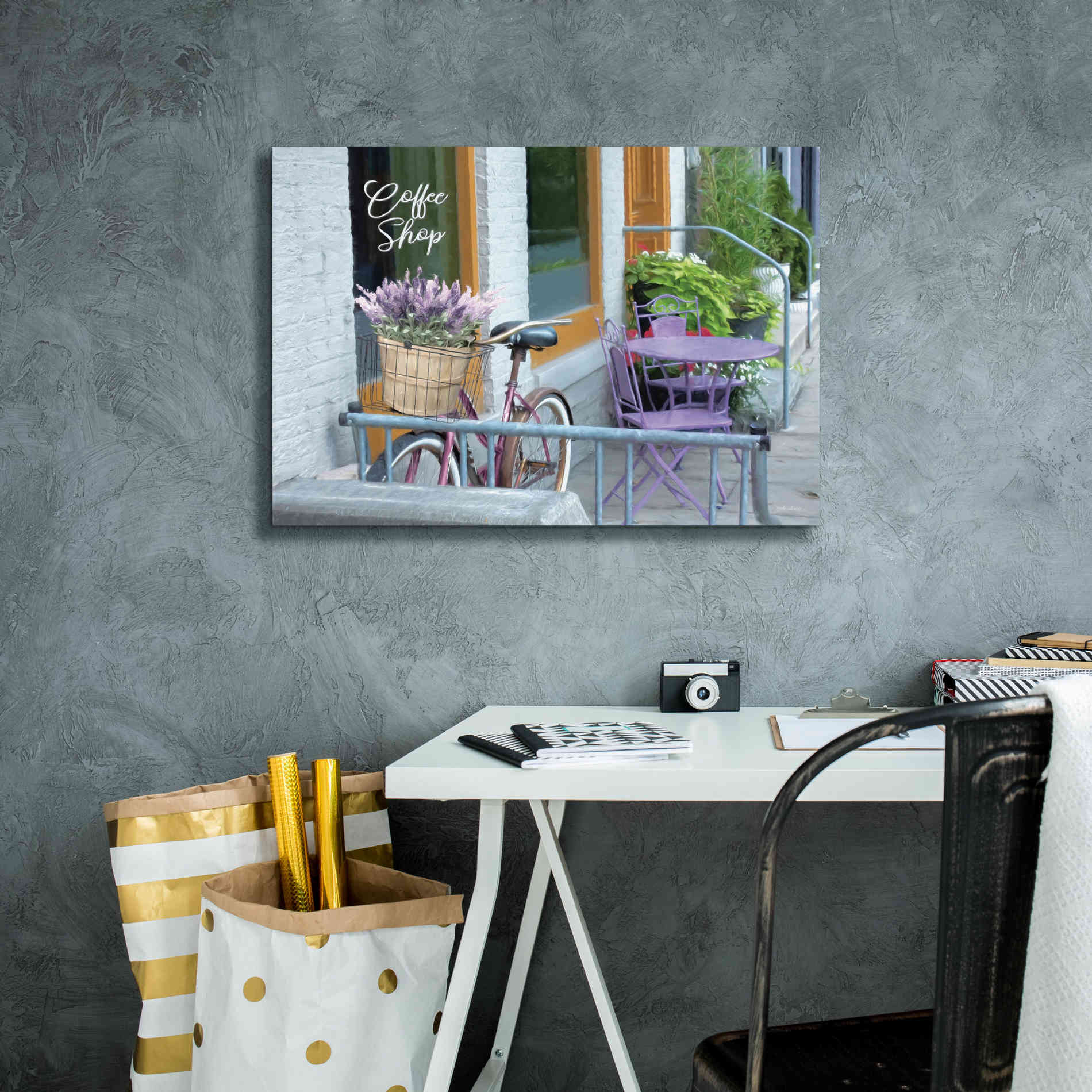 'Coffee Shop Visit' by Lori Deiter, Canvas Wall Art,26 x 18