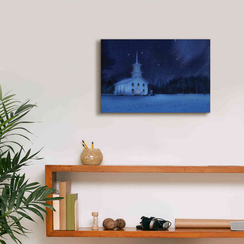 Image of 'Starry Night Church' by Lori Deiter, Canvas Wall Art,18 x 12