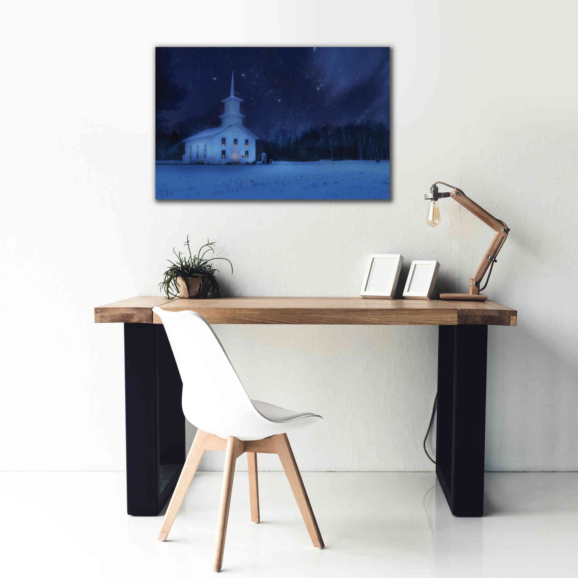 'Starry Night Church' by Lori Deiter, Canvas Wall Art,40 x 26
