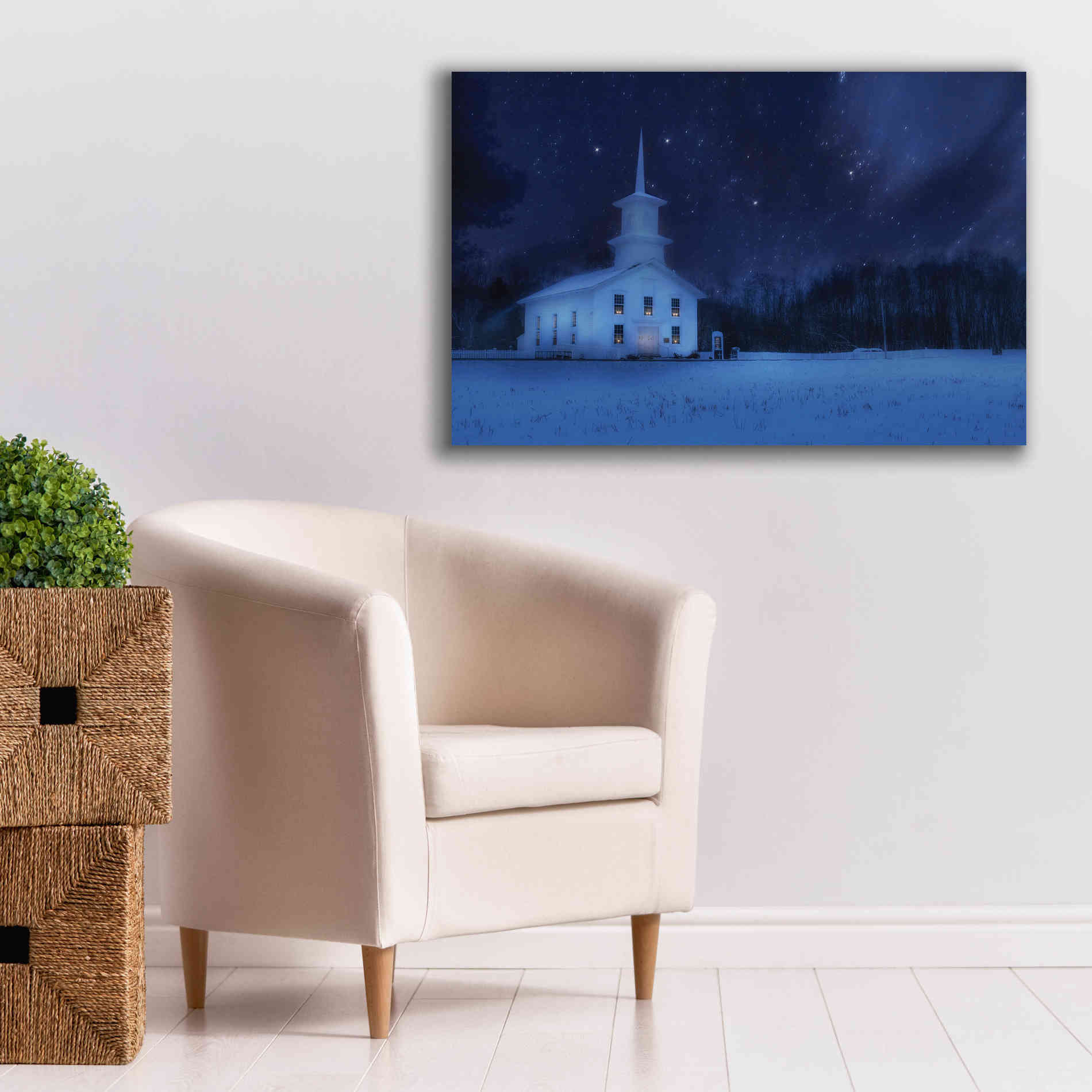 'Starry Night Church' by Lori Deiter, Canvas Wall Art,40 x 26