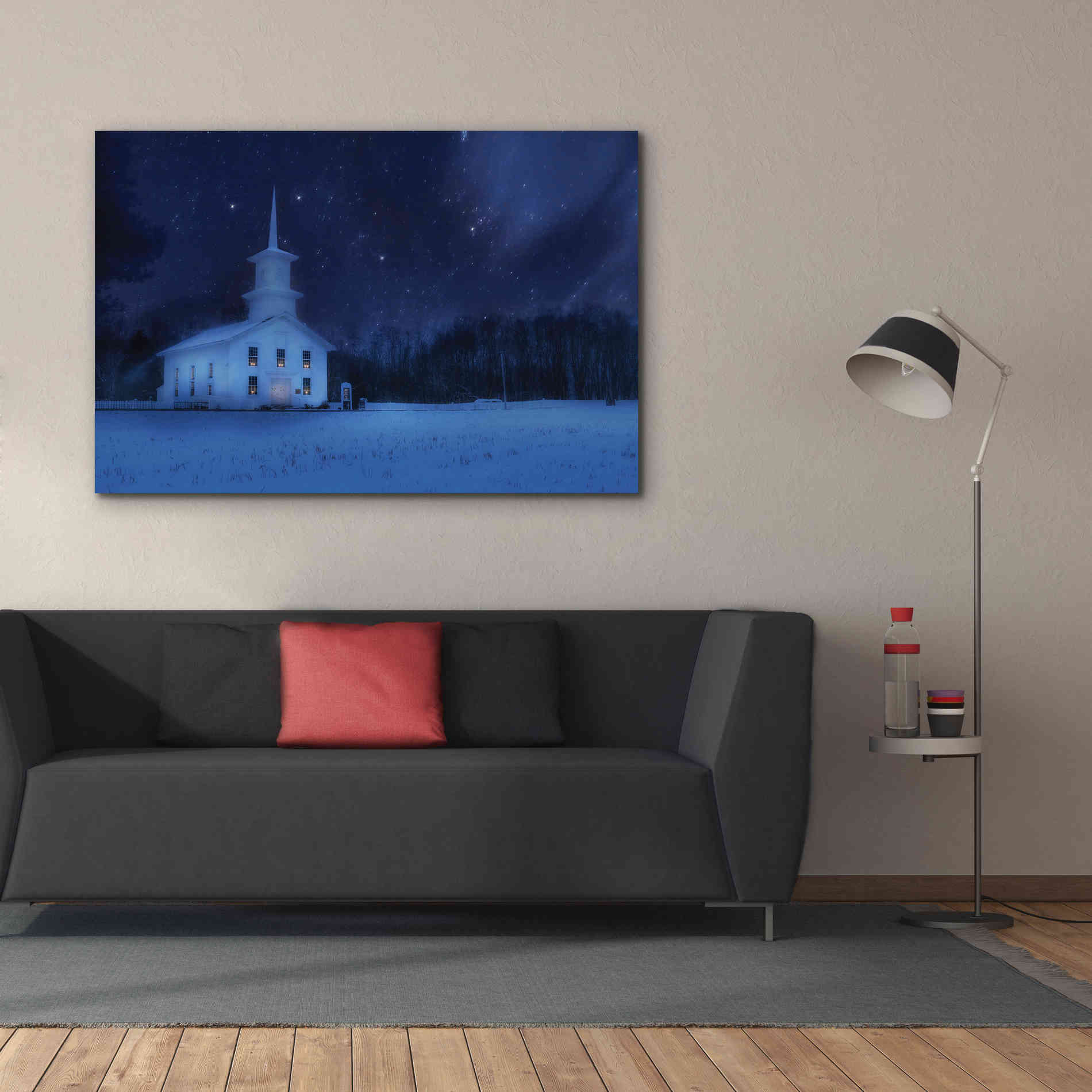 'Starry Night Church' by Lori Deiter, Canvas Wall Art,60 x 40