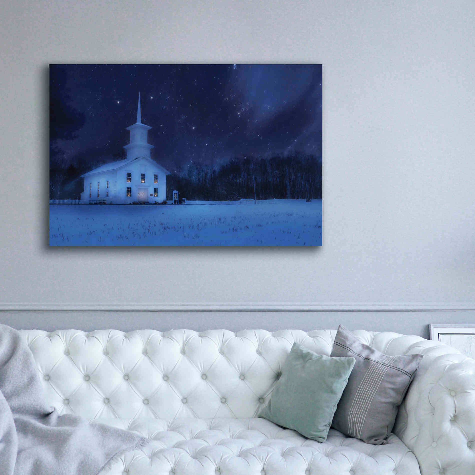 'Starry Night Church' by Lori Deiter, Canvas Wall Art,60 x 40
