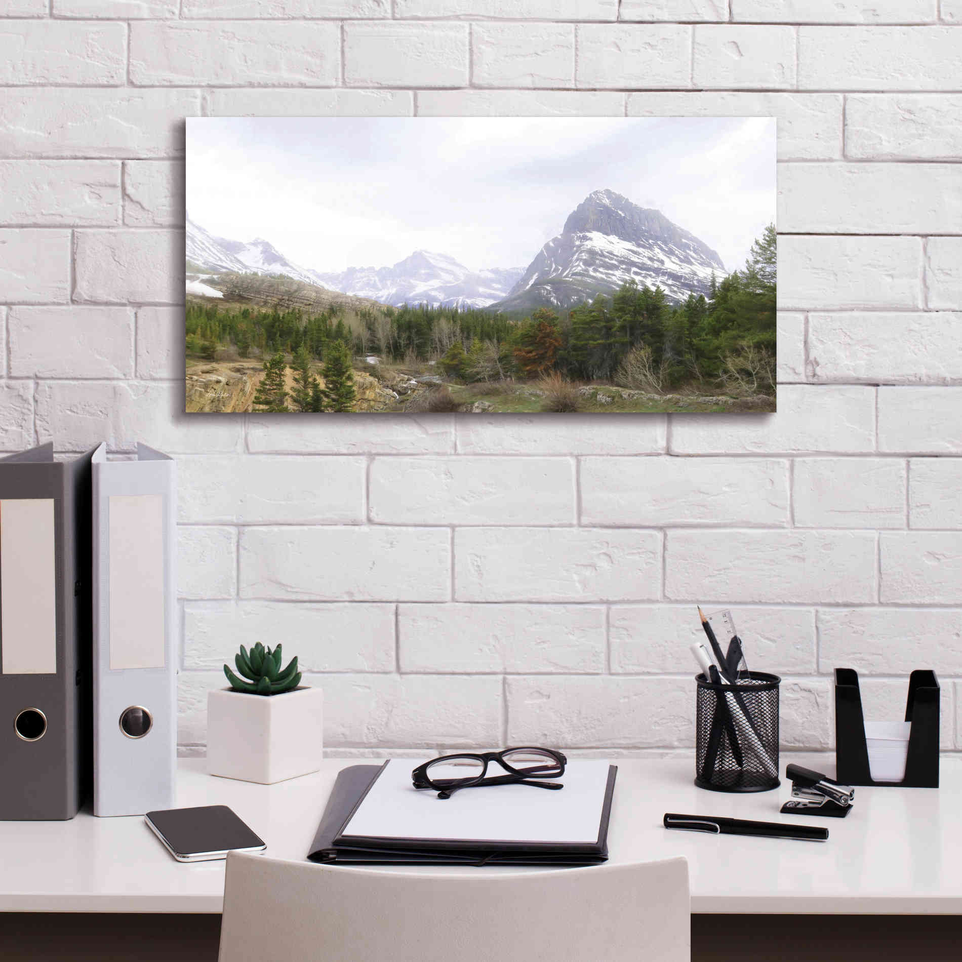 'Many Glacier Landscape' by Lori Deiter, Canvas Wall Art,24 x 12