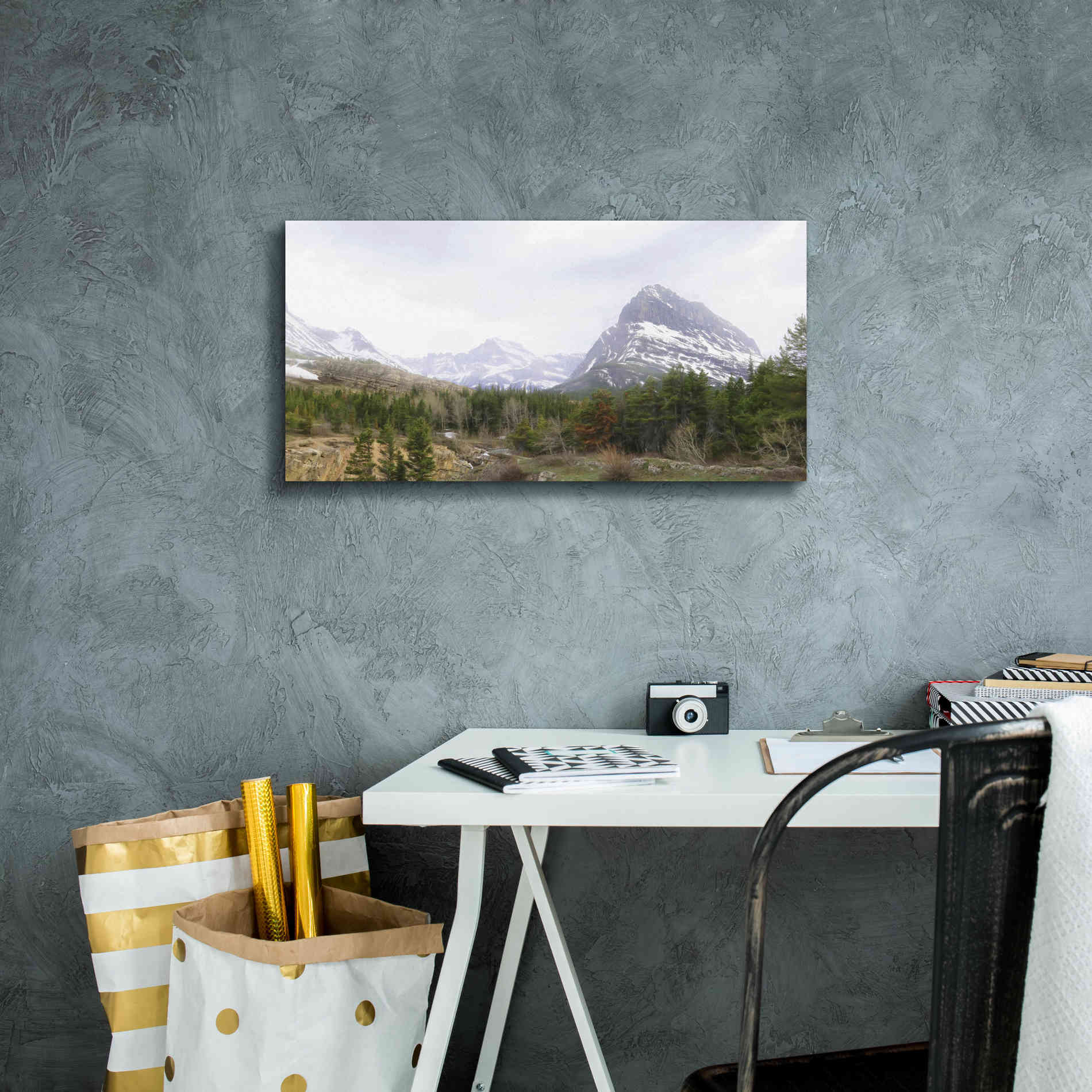 'Many Glacier Landscape' by Lori Deiter, Canvas Wall Art,24 x 12