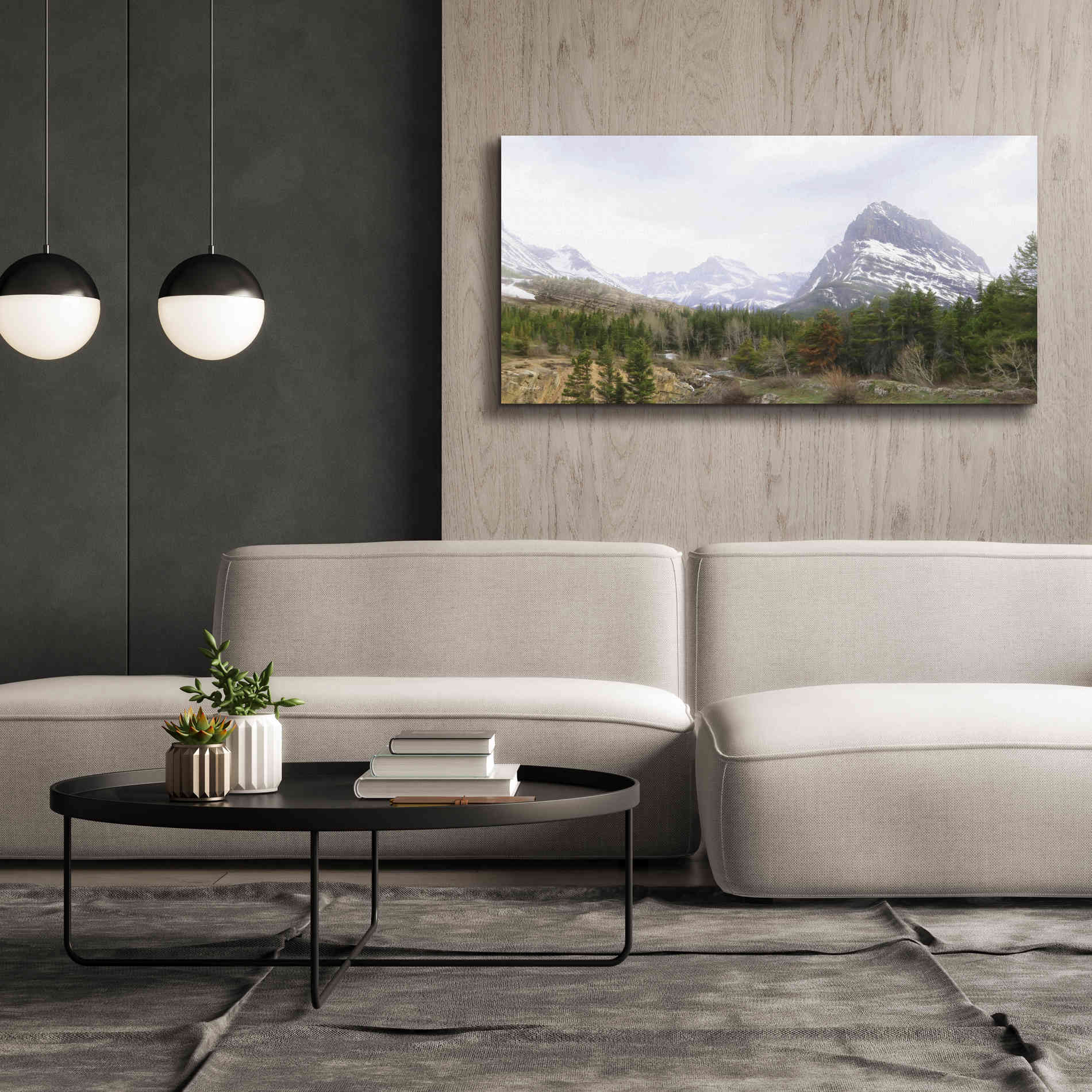 'Many Glacier Landscape' by Lori Deiter, Canvas Wall Art,60 x 30