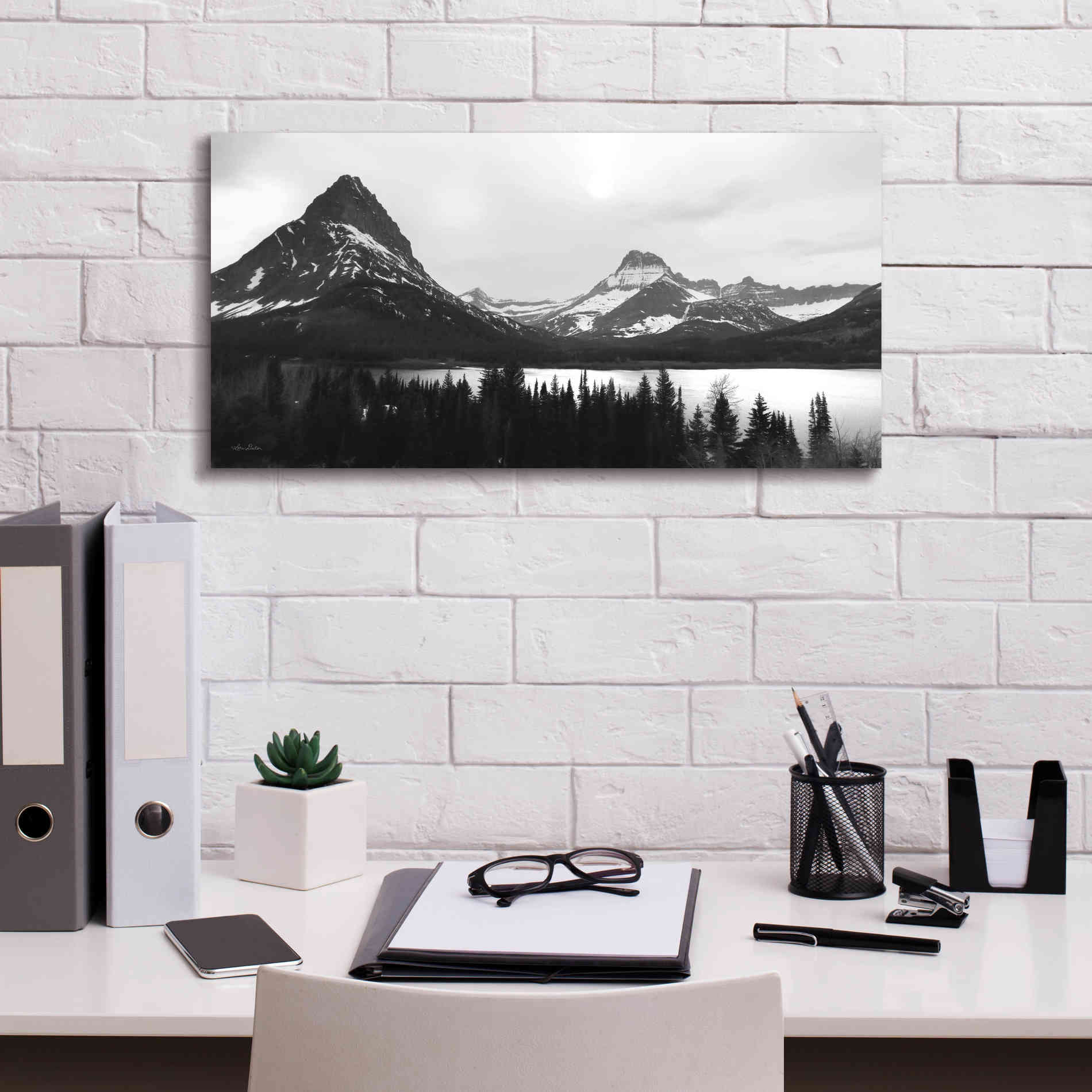 'Swiftcurrent Lake' by Lori Deiter, Canvas Wall Art,24 x 12