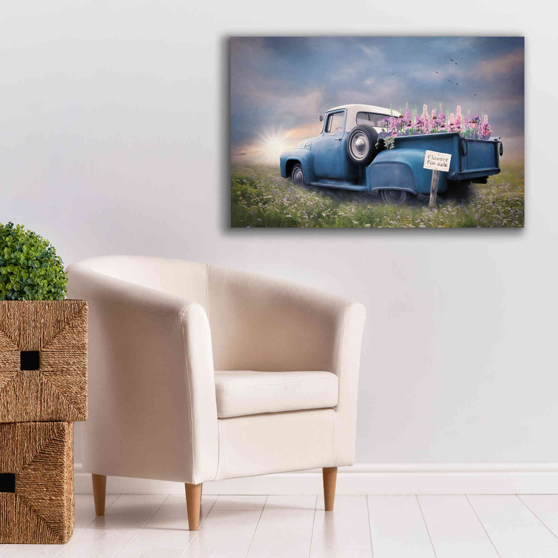 'Blue Ford with Foxglove Flowers' by Lori Deiter, Canvas Wall Art,40 x 26