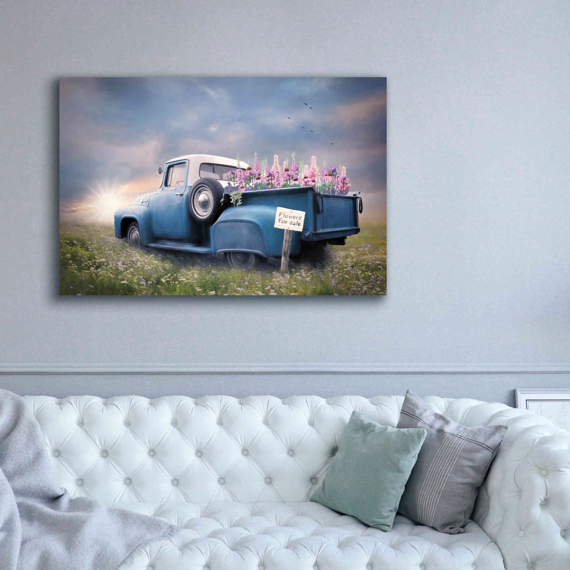 'Blue Ford with Foxglove Flowers' by Lori Deiter, Canvas Wall Art,60 x 40