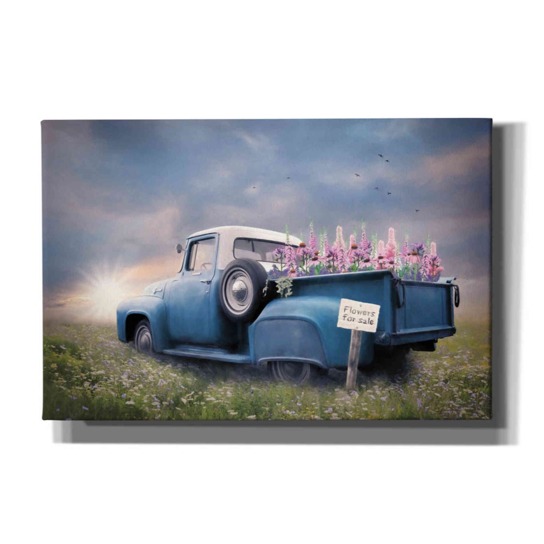 'Blue Ford with Foxglove Flowers' by Lori Deiter, Canvas Wall Art