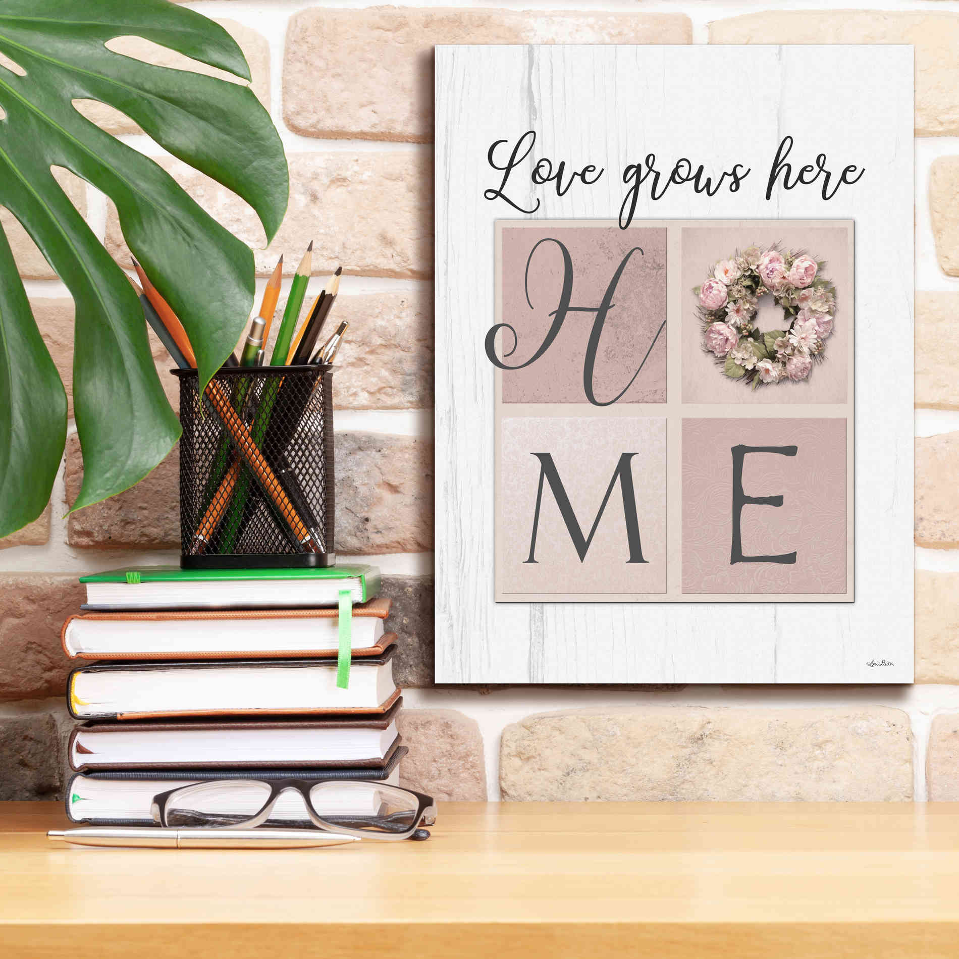 'Love Grows Here Home' by Lori Deiter, Canvas Wall Art,12 x 16