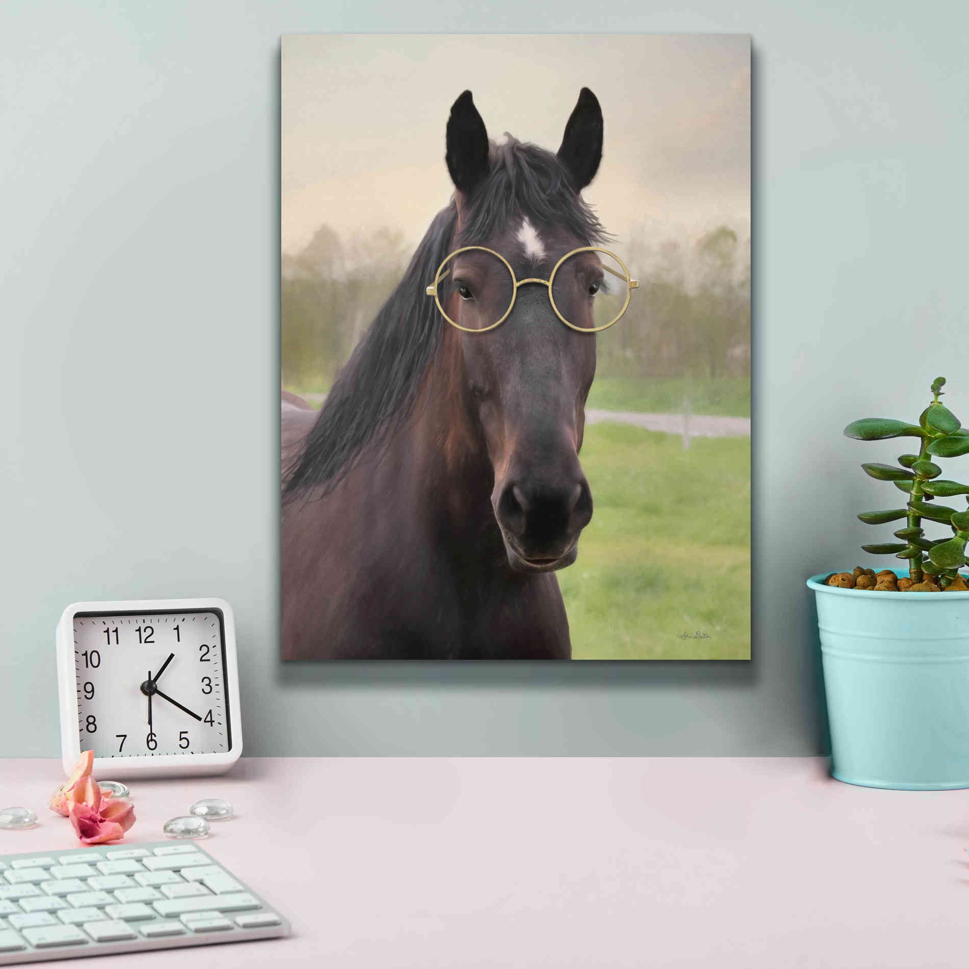 'Horse with Round Glasses' by Lori Deiter, Canvas Wall Art,12 x 16