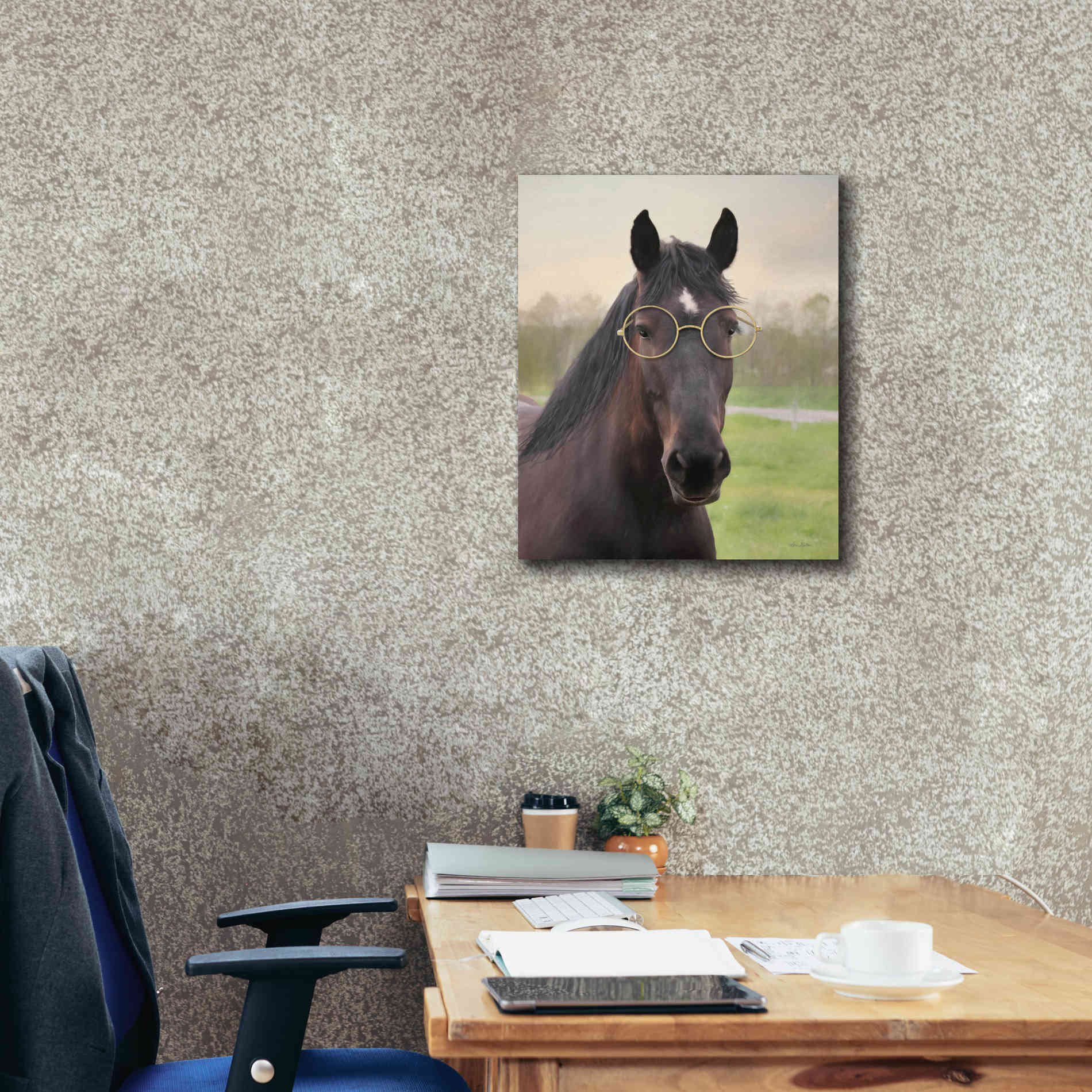 'Horse with Round Glasses' by Lori Deiter, Canvas Wall Art,20 x 24