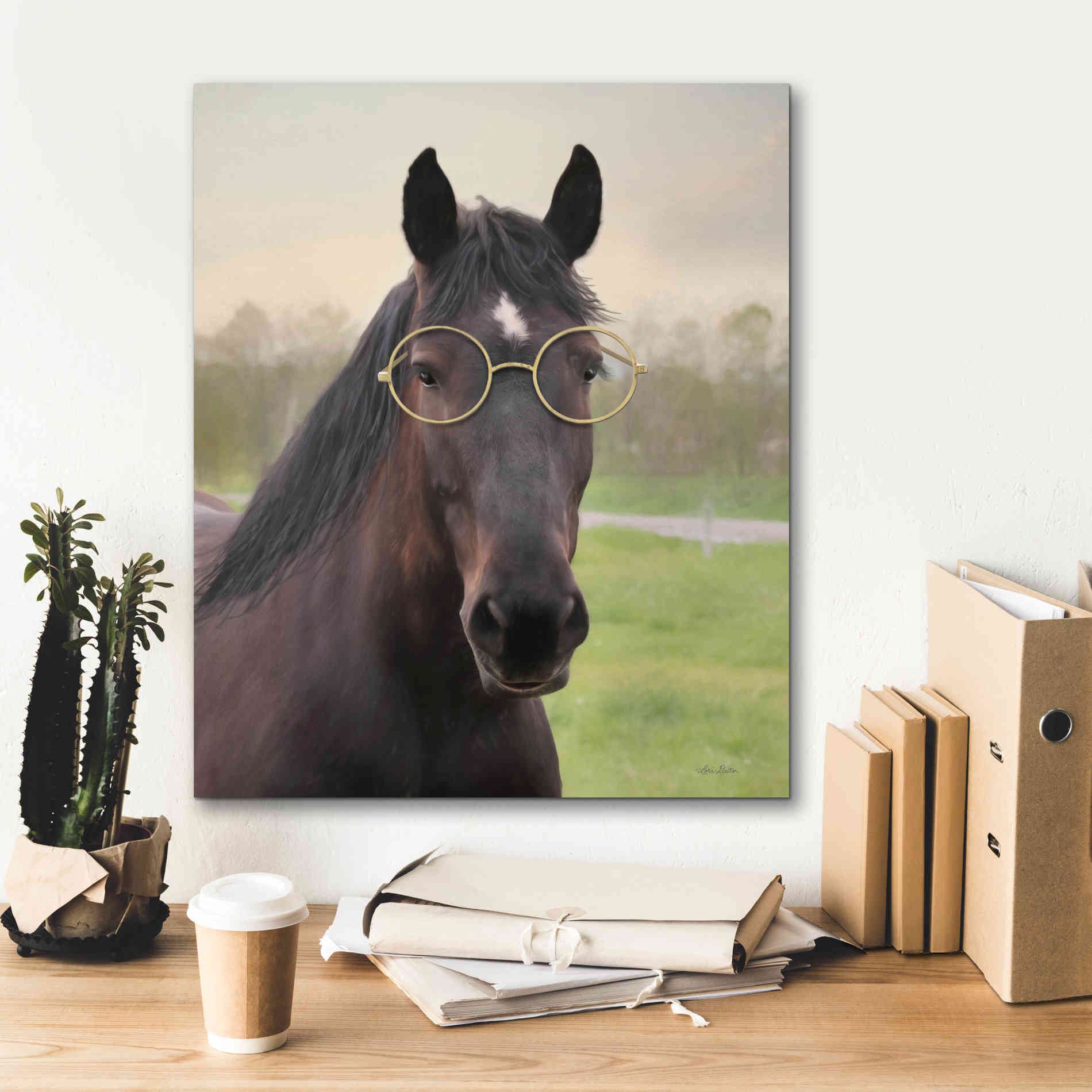 'Horse with Round Glasses' by Lori Deiter, Canvas Wall Art,20 x 24