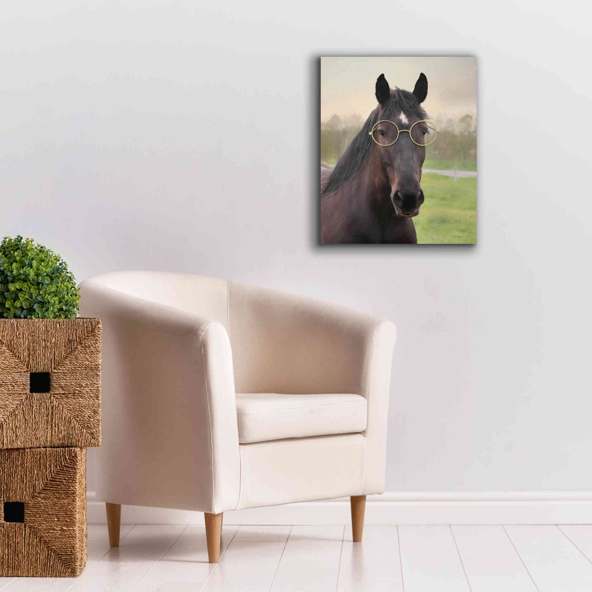 'Horse with Round Glasses' by Lori Deiter, Canvas Wall Art,20 x 24