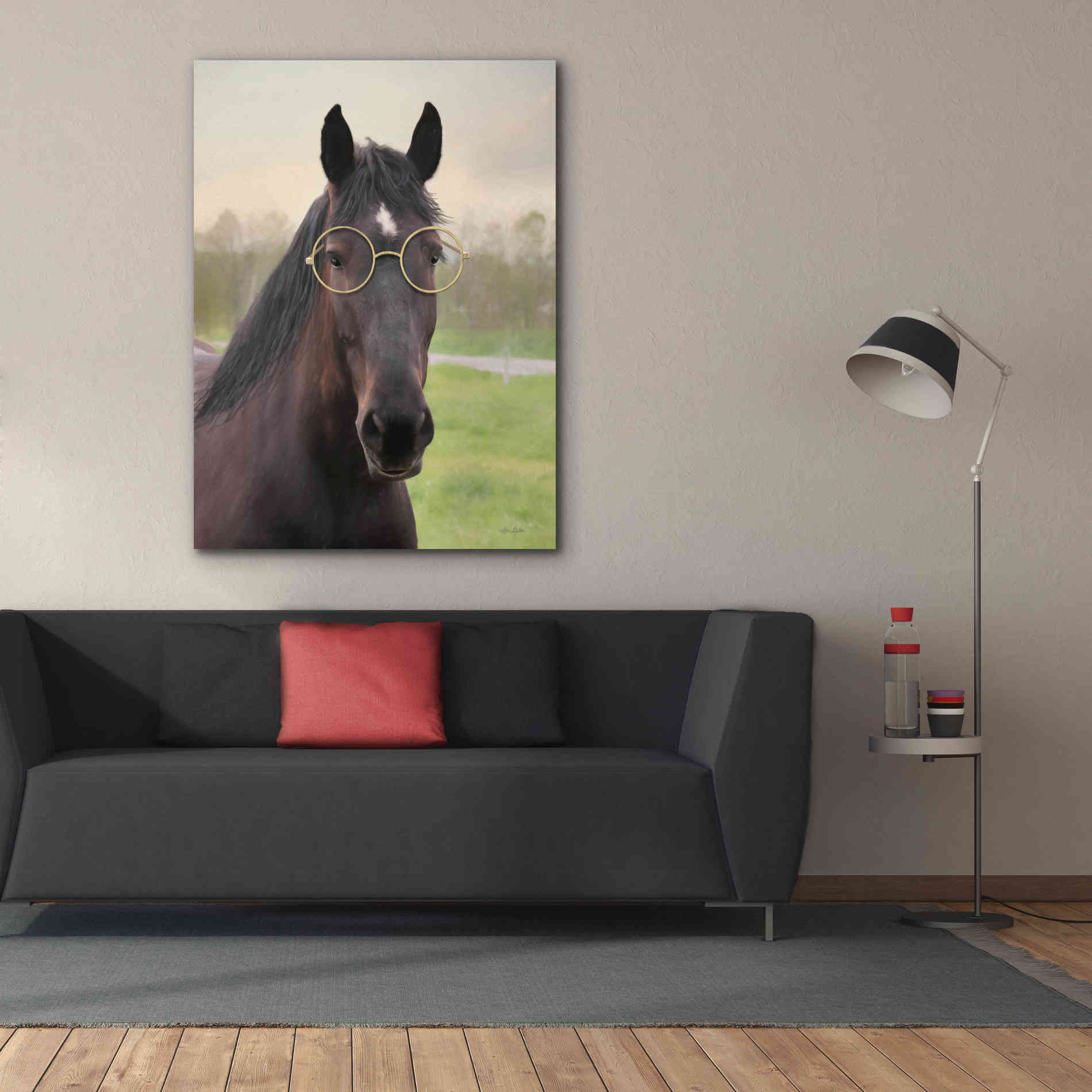 'Horse with Round Glasses' by Lori Deiter, Canvas Wall Art,40 x 54