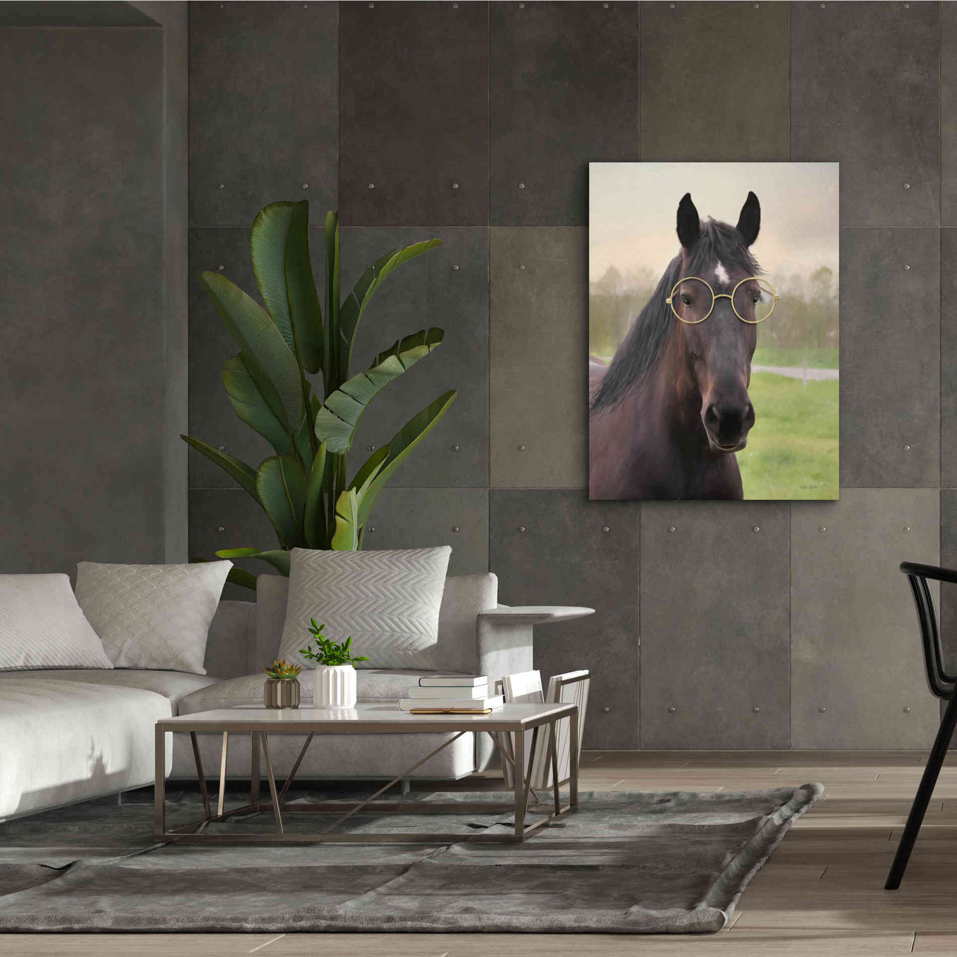 'Horse with Round Glasses' by Lori Deiter, Canvas Wall Art,40 x 54