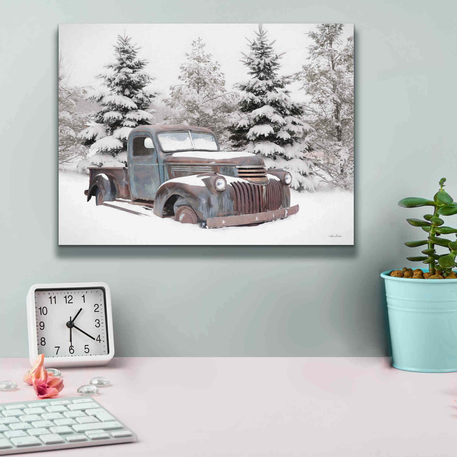 'Chevy at the Tree Farm' by Lori Deiter, Canvas Wall Art,16 x 12