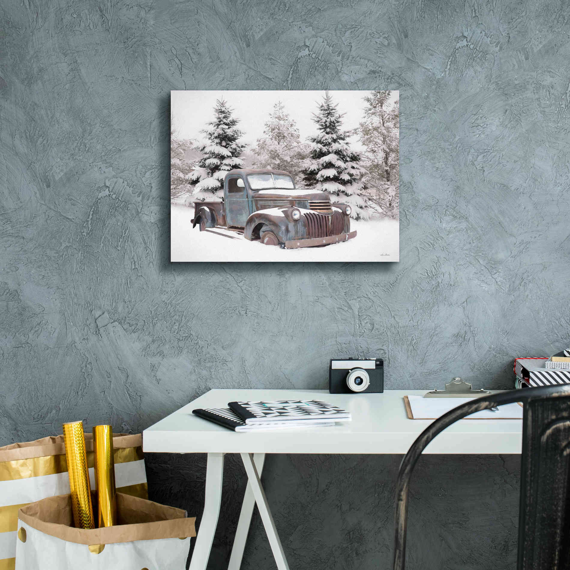 'Chevy at the Tree Farm' by Lori Deiter, Canvas Wall Art,16 x 12