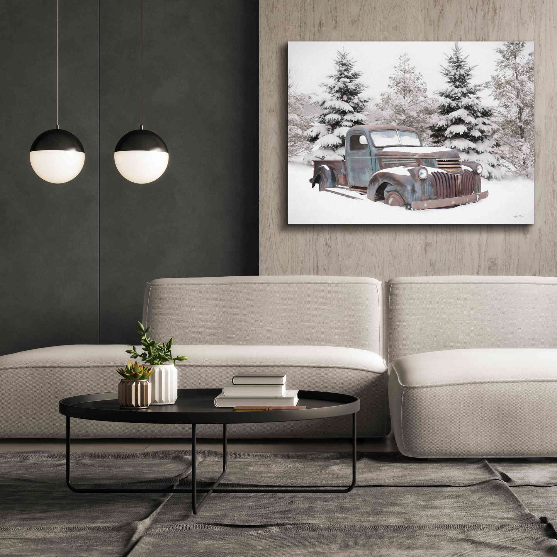 'Chevy at the Tree Farm' by Lori Deiter, Canvas Wall Art,54 x 40