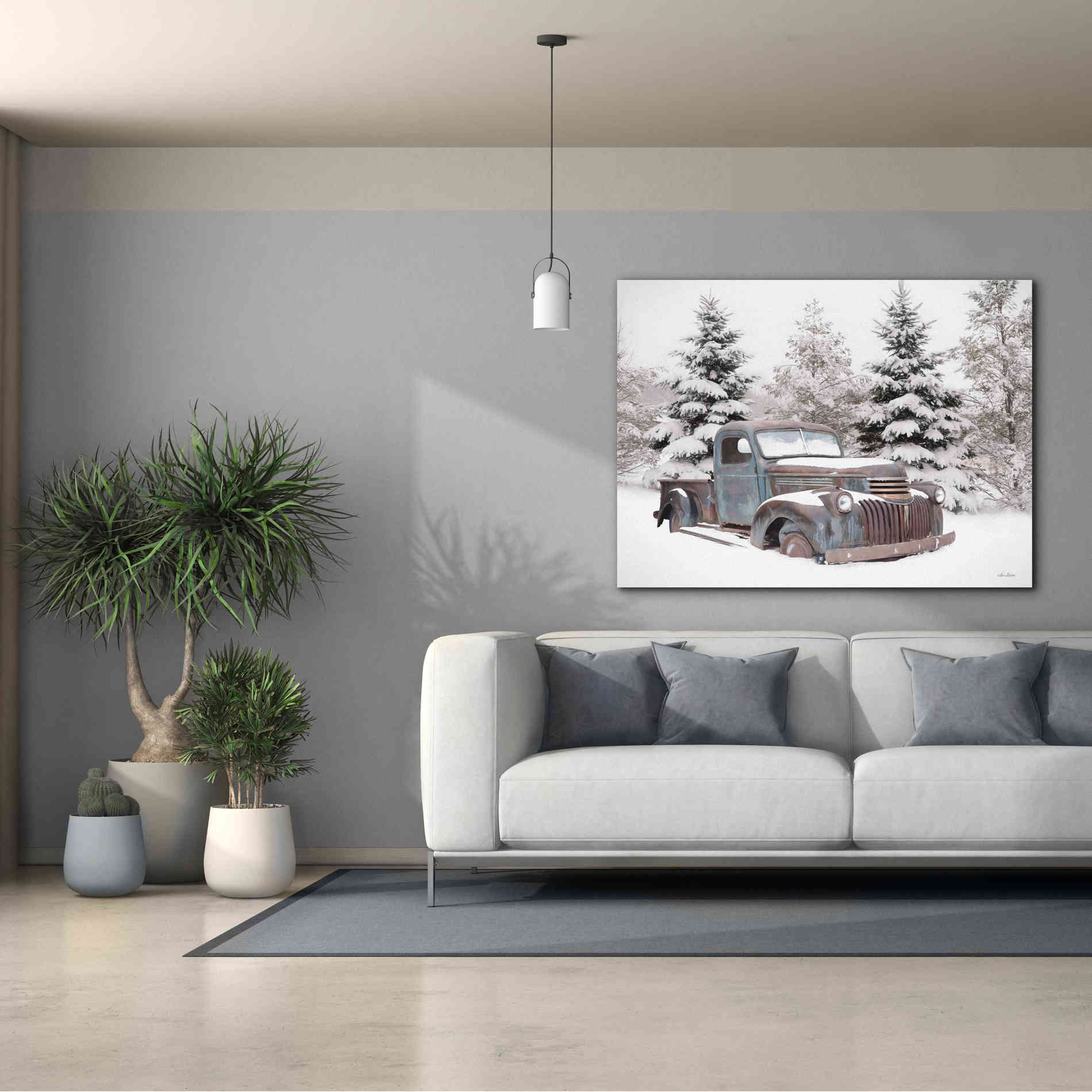 'Chevy at the Tree Farm' by Lori Deiter, Canvas Wall Art,54 x 40