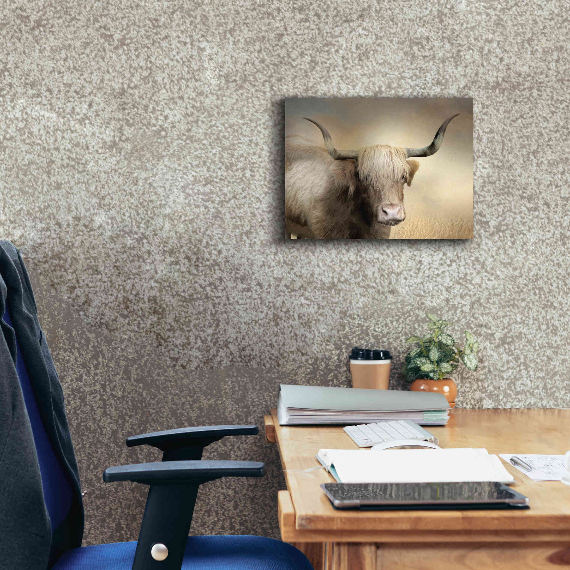 'Highland Cow in Golden Grass' by Lori Deiter, Canvas Wall Art,16 x 12