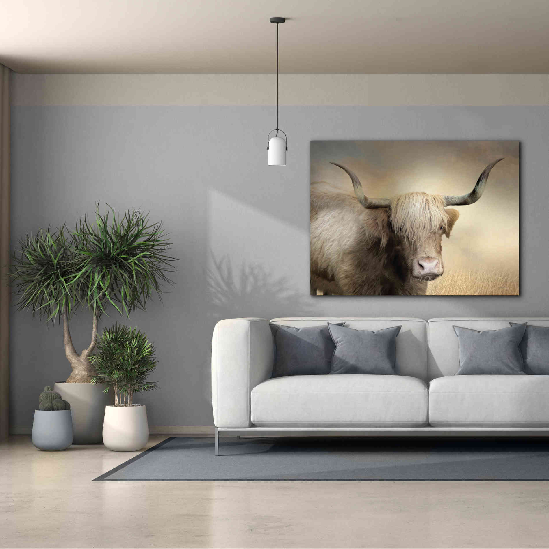 'Highland Cow in Golden Grass' by Lori Deiter, Canvas Wall Art,54 x 40