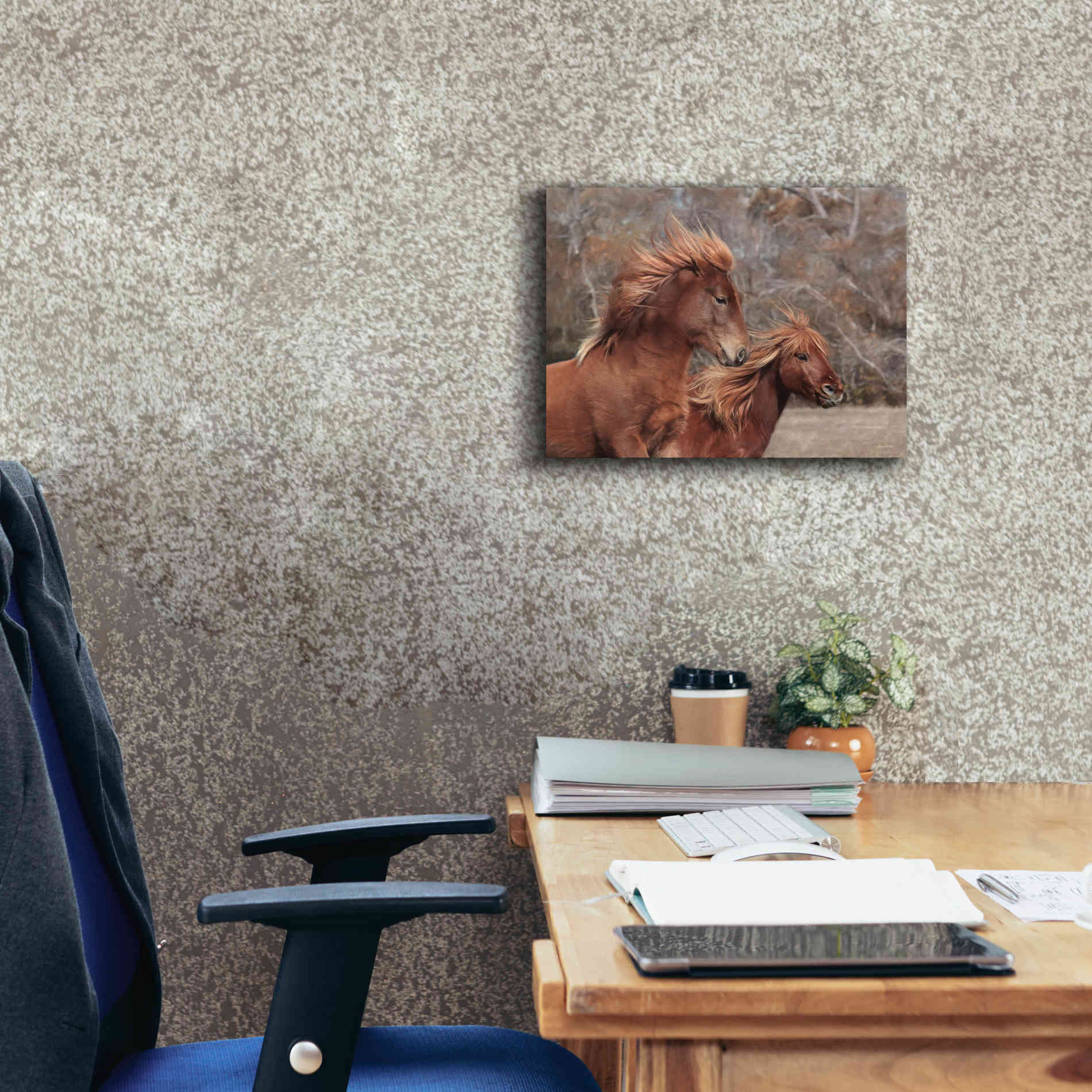 'Assateague Horses II' by Lori Deiter, Canvas Wall Art,16 x 12