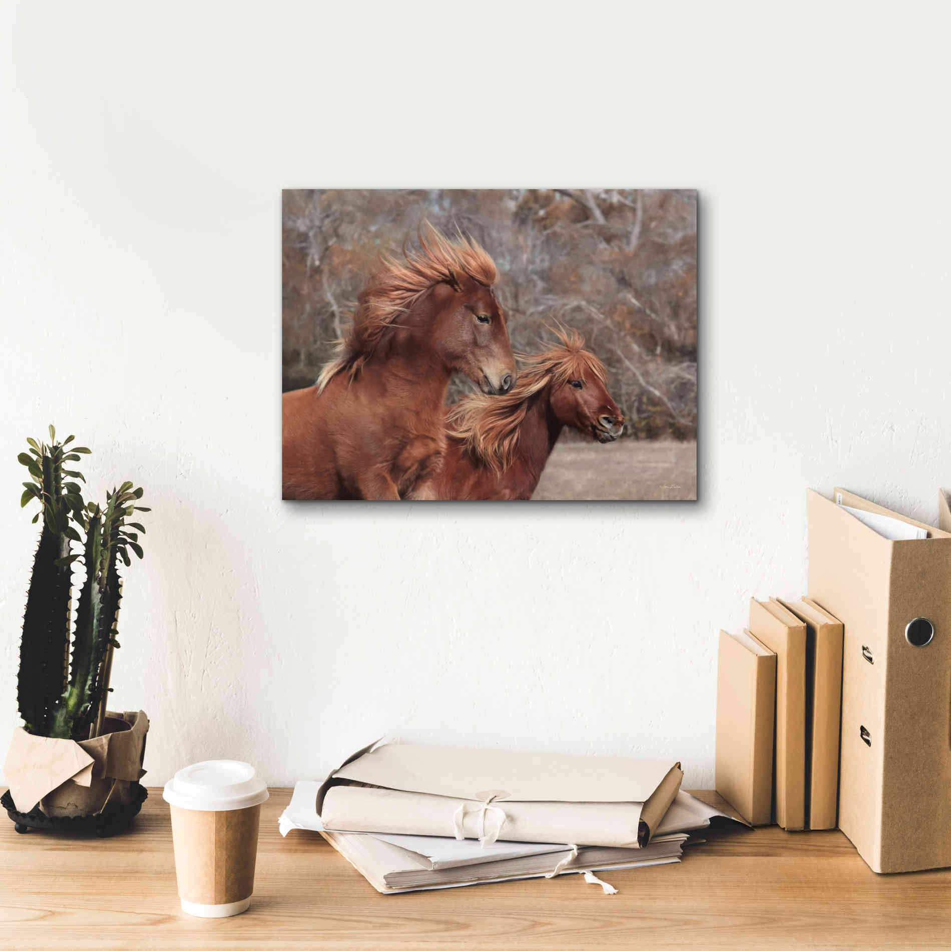 'Assateague Horses II' by Lori Deiter, Canvas Wall Art,16 x 12