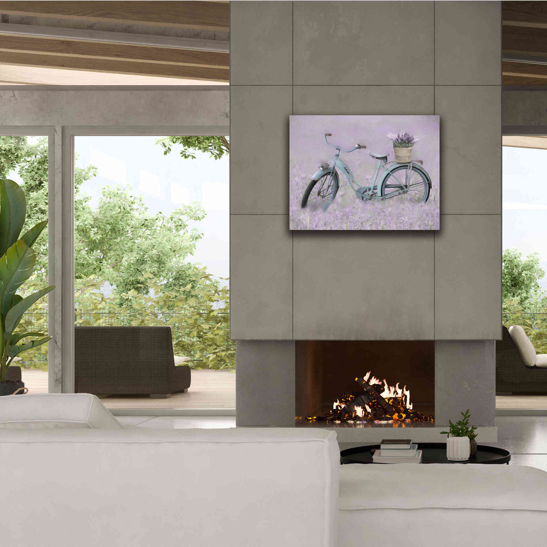 'Bicycle in Lavender' by Lori Deiter, Canvas Wall Art,34 x 26