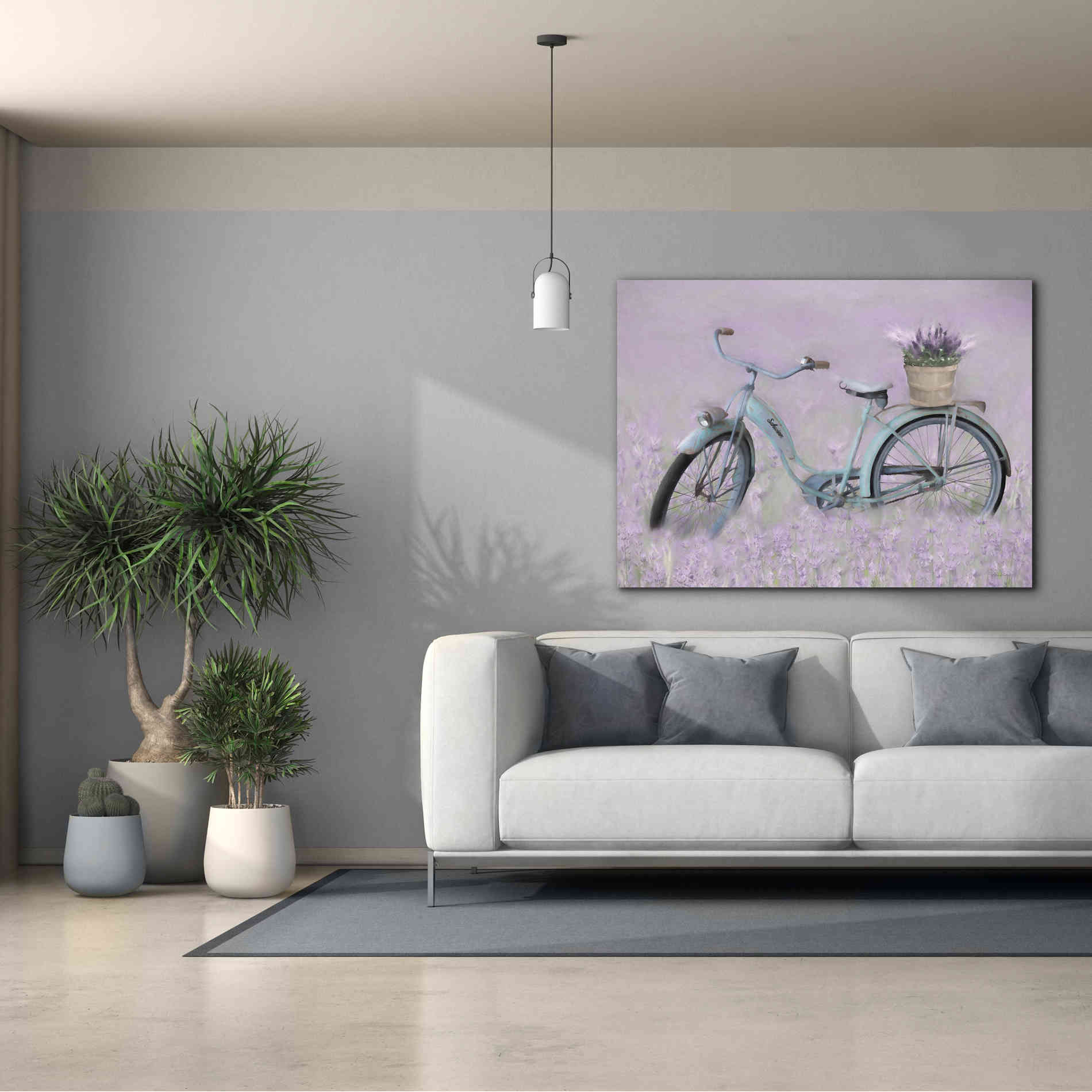 'Bicycle in Lavender' by Lori Deiter, Canvas Wall Art,54 x 40